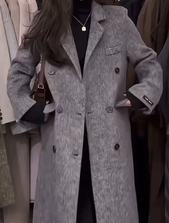 ウール混ボタンテーラードカラーロングコート | 詳細画像8