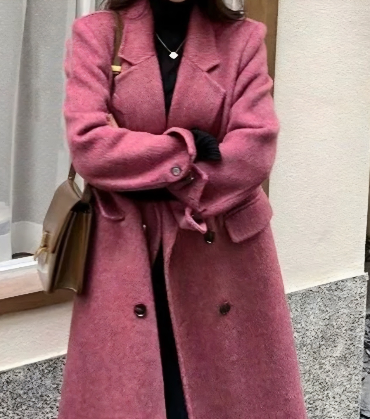 ウール混ボタンテーラードカラーロングコート | 詳細画像12