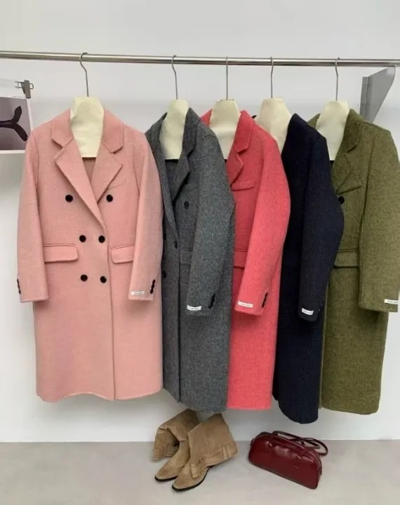 ウール混ボタンテーラードカラーロングコート | 詳細画像15