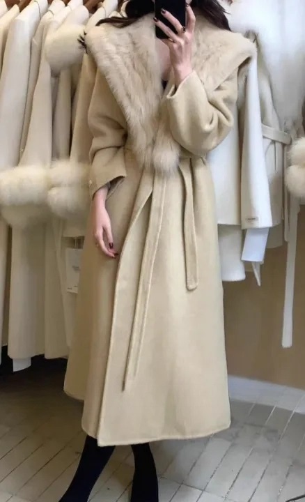 メルトンタッチフォックスファーカラーロングビッグコートファーセット | 詳細画像3