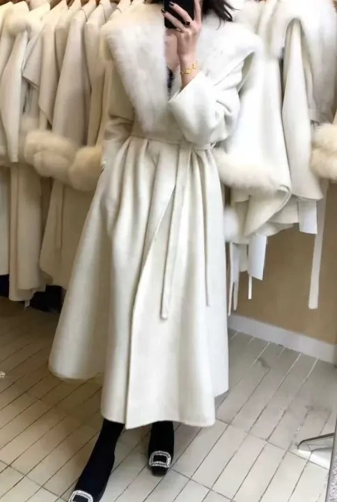 メルトンタッチフォックスファーカラーロングビッグコートファーセット | 詳細画像5