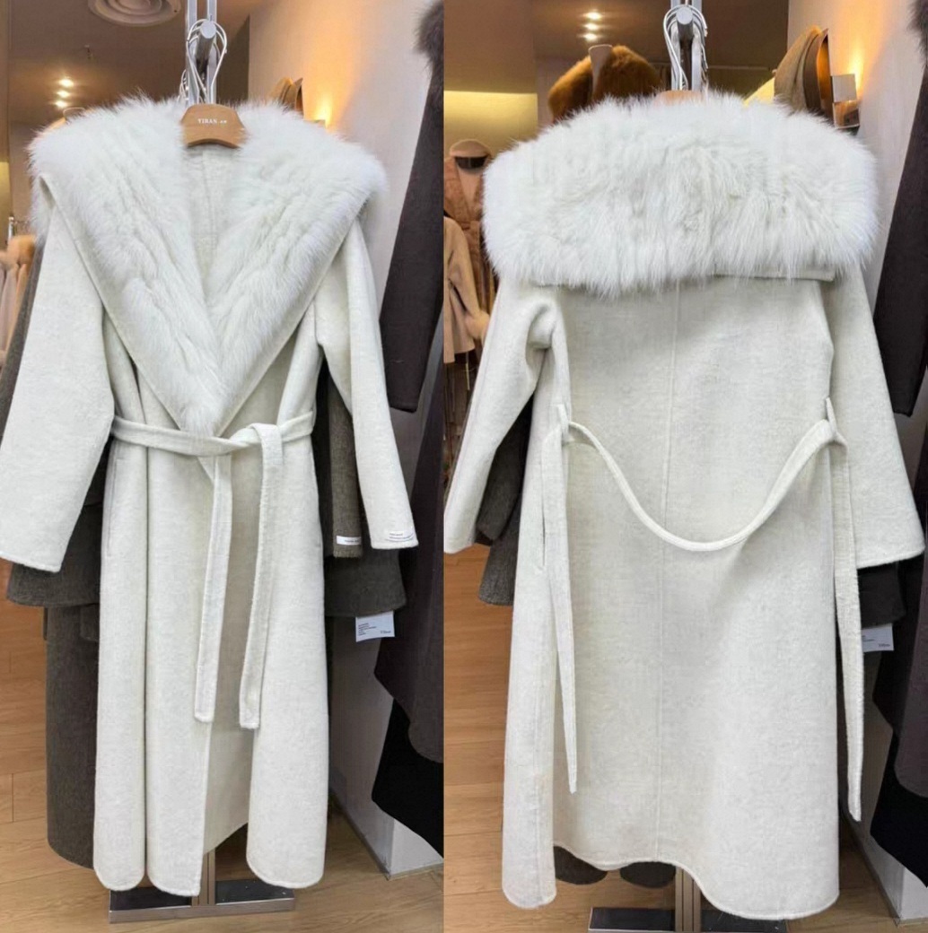 メルトンタッチフォックスファーカラーロングビッグコートファーセット | 詳細画像8