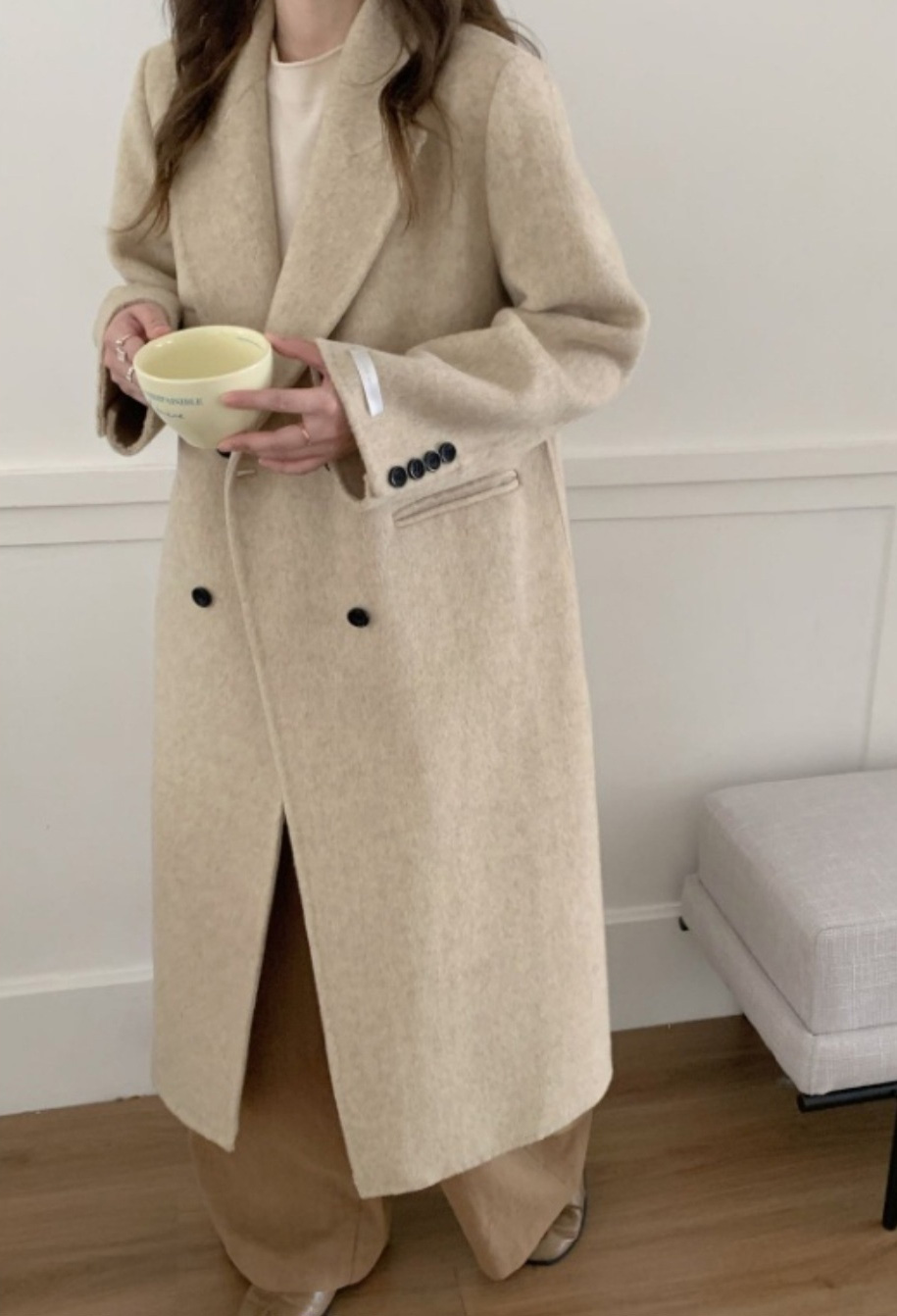 ポケットテーラードカラーロングダブルボタンコート | 詳細画像2