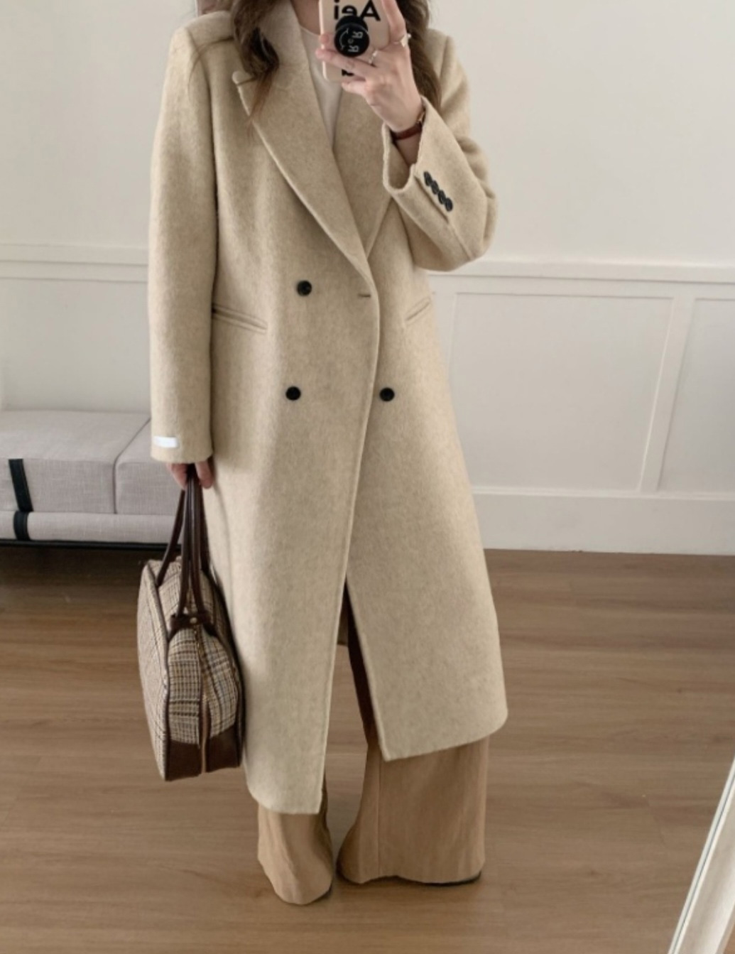 ポケットテーラードカラーロングダブルボタンコート | 詳細画像3