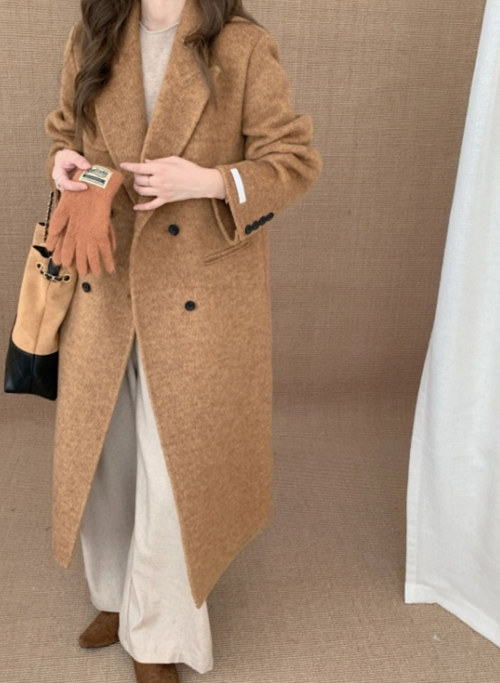 ポケットテーラードカラーロングダブルボタンコート | 詳細画像7