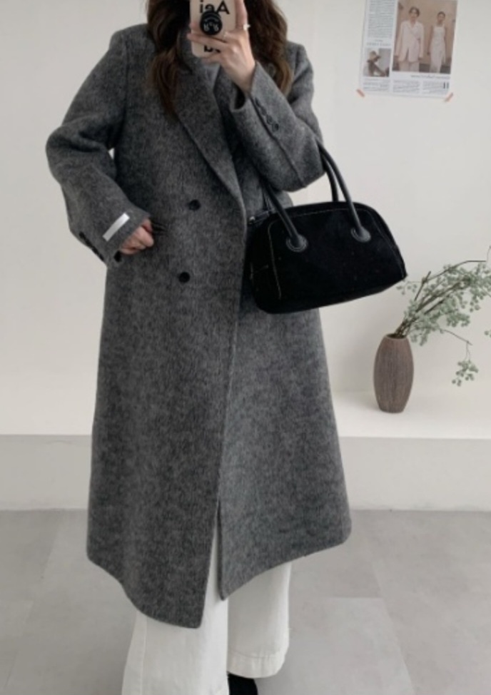 ポケットテーラードカラーロングダブルボタンコート | 詳細画像11