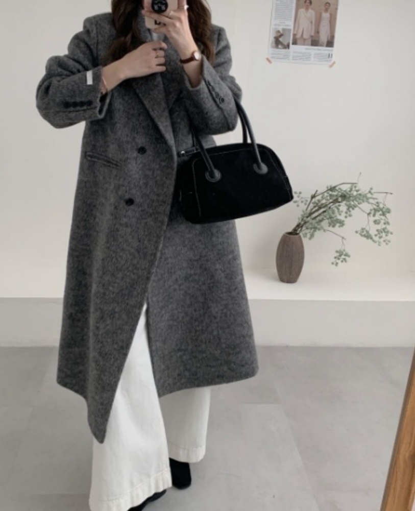 ポケットテーラードカラーロングダブルボタンコート | 詳細画像14