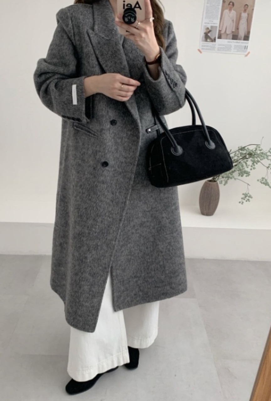 ポケットテーラードカラーロングダブルボタンコート | 詳細画像15