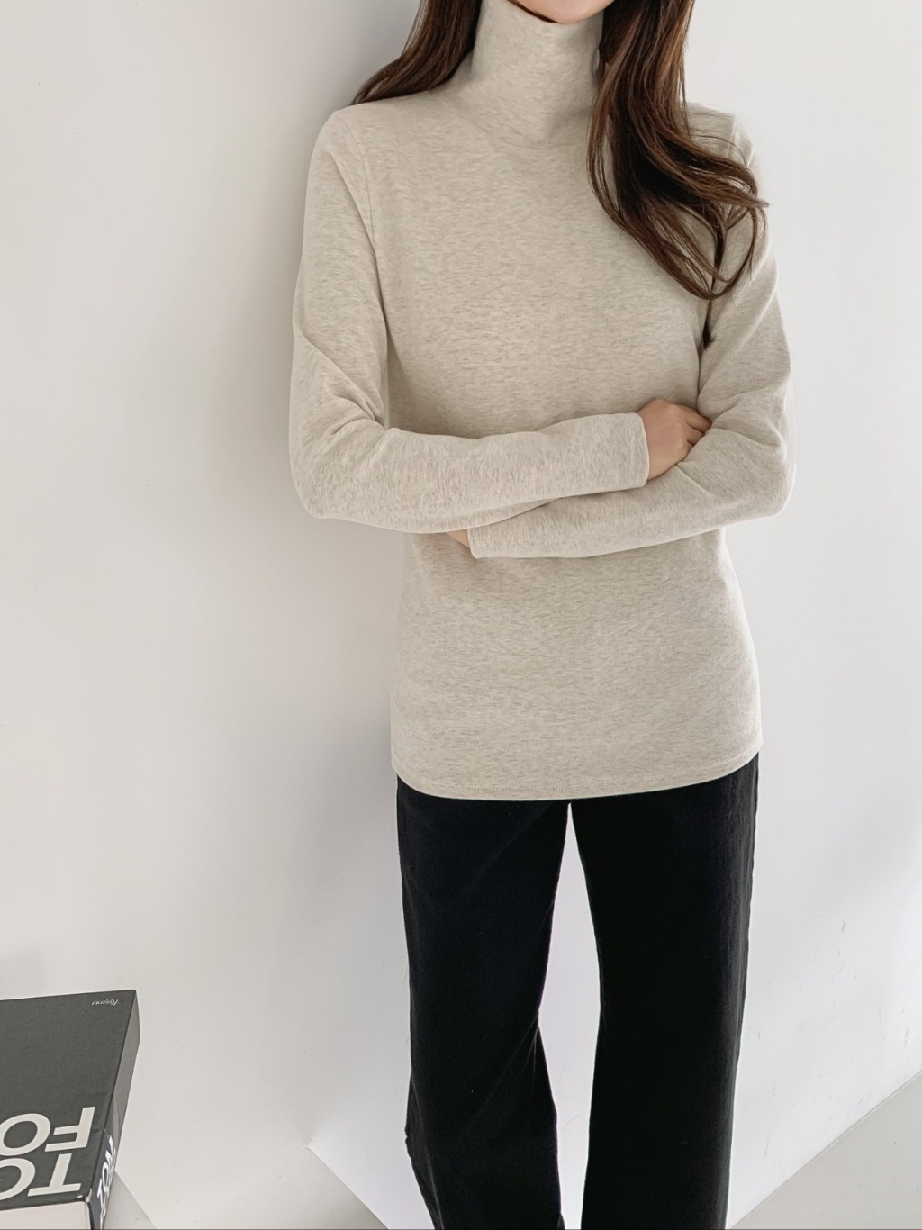 起毛ピーチ起毛ストレッチタートルネックスリム長袖Tシャツ | 詳細画像5