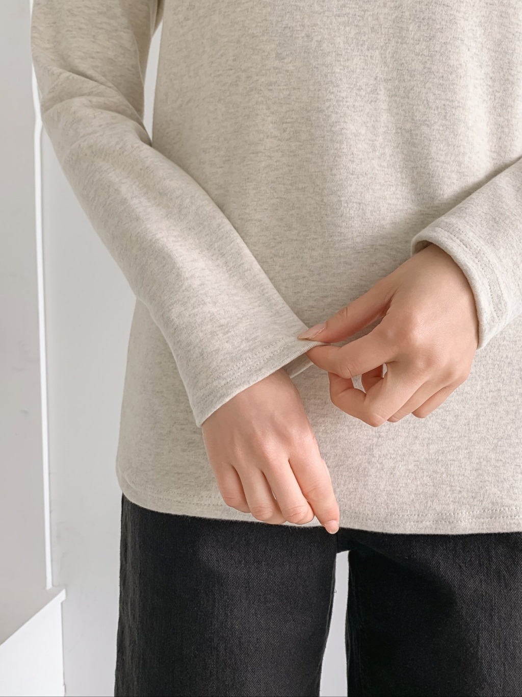 起毛ピーチ起毛ストレッチタートルネックスリム長袖Tシャツ | 詳細画像8