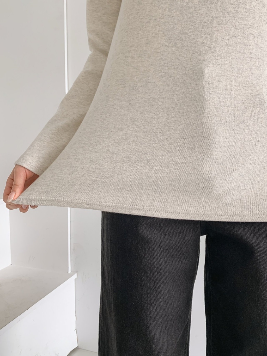 起毛ピーチ起毛ストレッチタートルネックスリム長袖Tシャツ | 詳細画像9