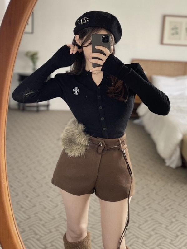 ストレッチクロップドスリムレイヤード風長袖ニット | 詳細画像10