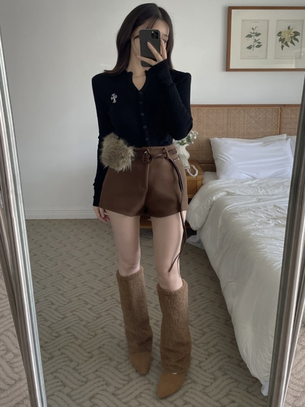 ストレッチクロップドスリムレイヤード風長袖ニット | 詳細画像11