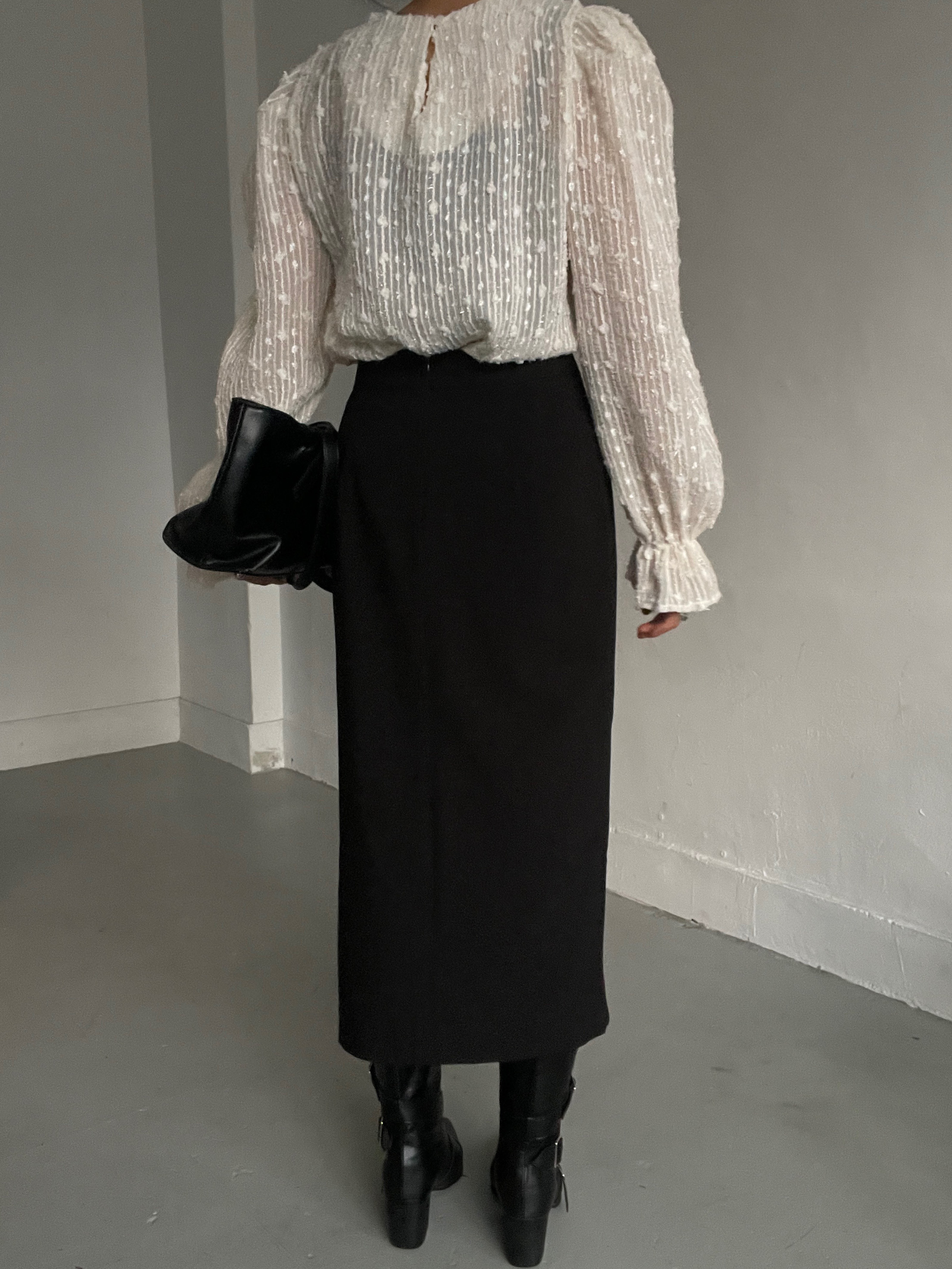 シースルーパフスリーブベルスリーブ長袖ブラウス | 詳細画像4