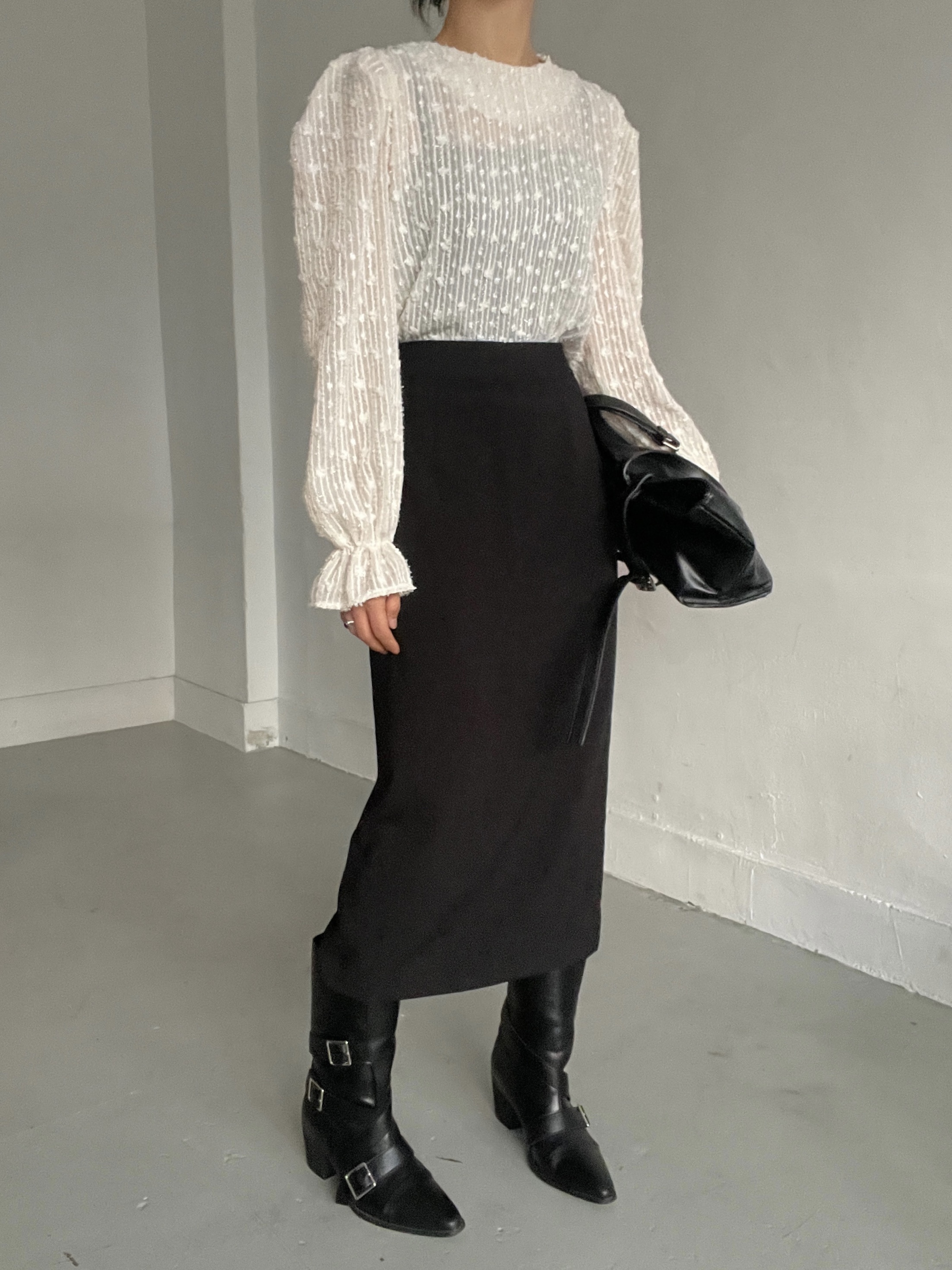 シースルーパフスリーブベルスリーブ長袖ブラウス | 詳細画像5