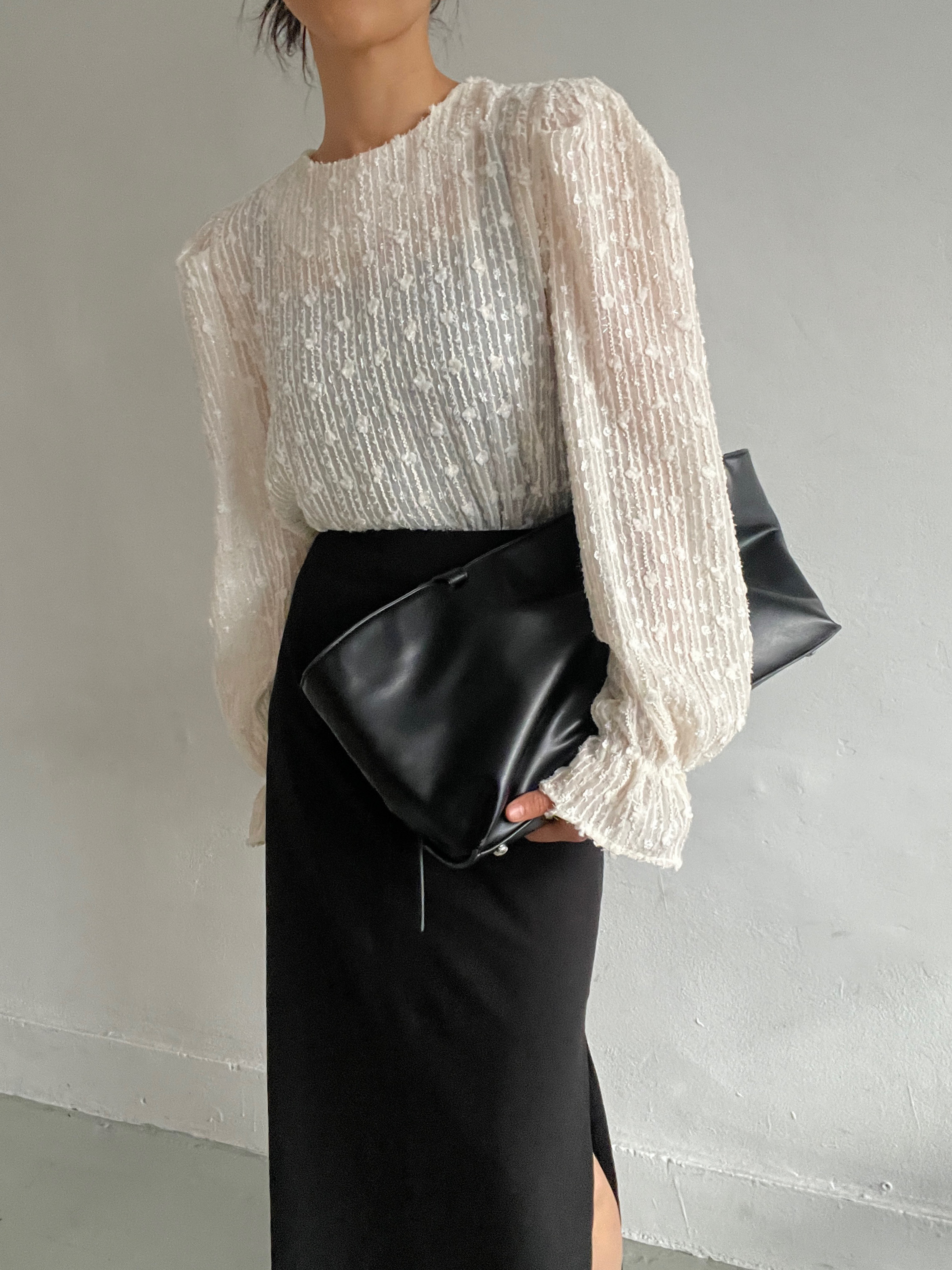 シースルーパフスリーブベルスリーブ長袖ブラウス | 詳細画像10