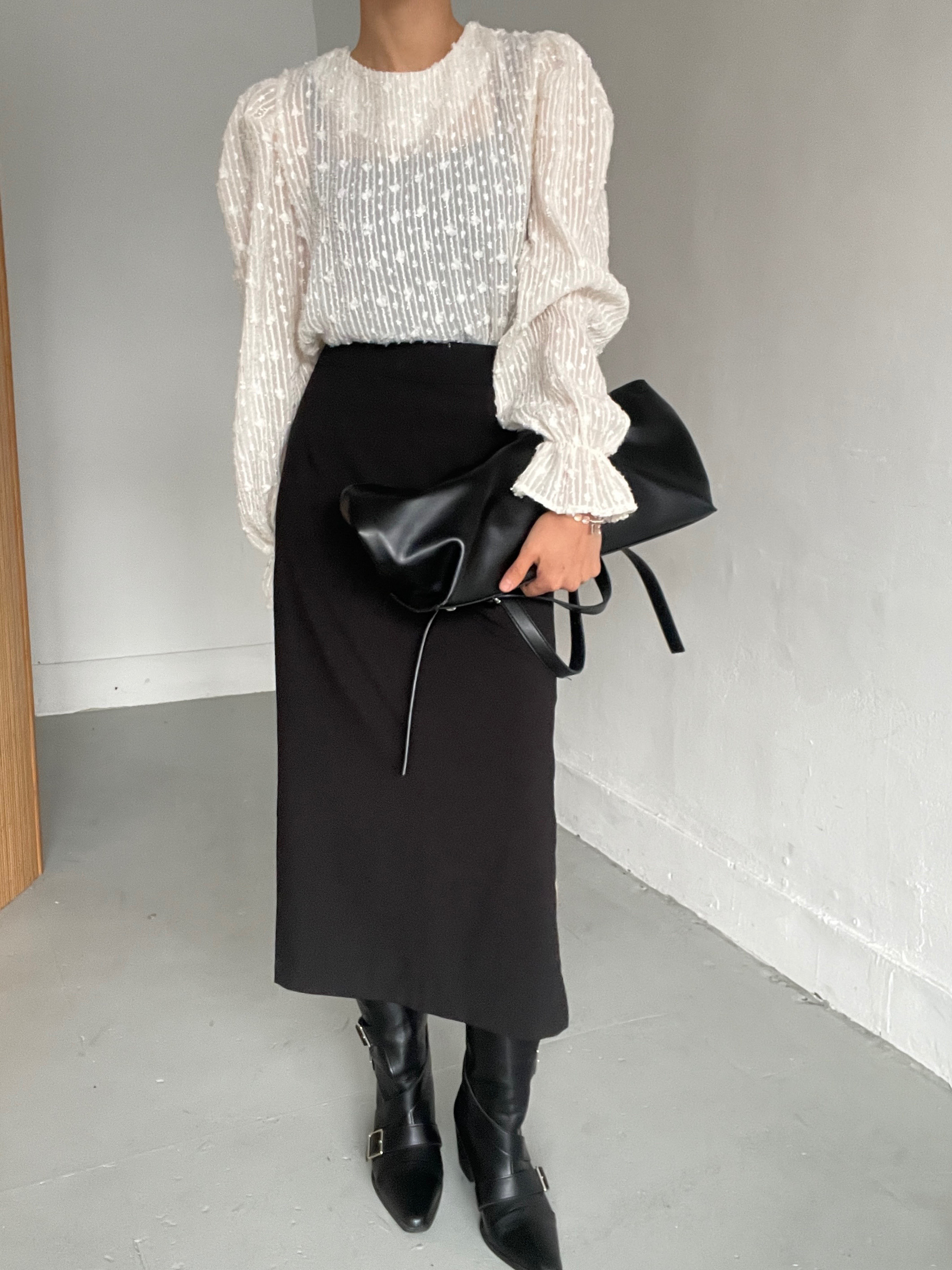 シースルーパフスリーブベルスリーブ長袖ブラウス | 詳細画像11