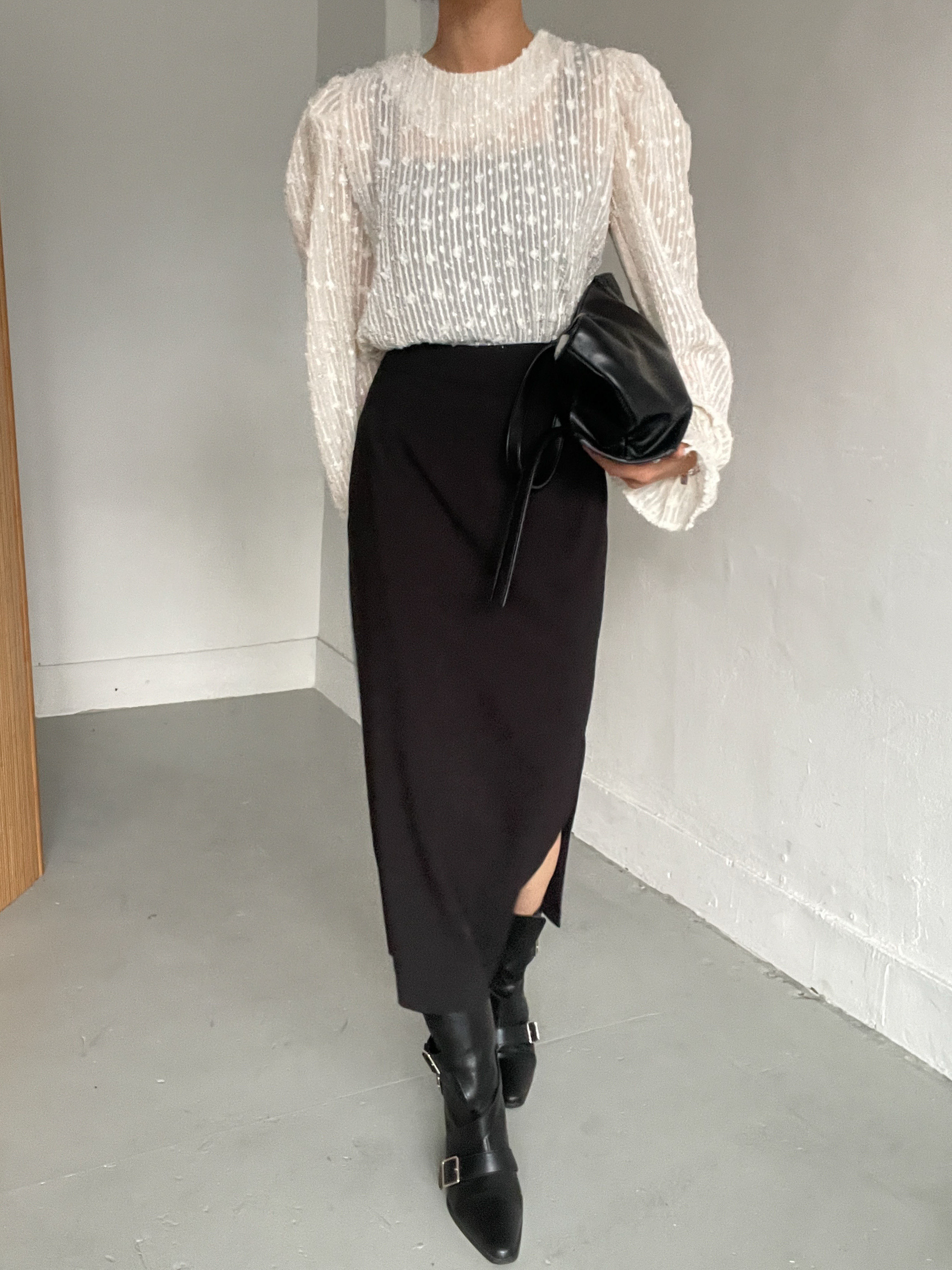 シースルーパフスリーブベルスリーブ長袖ブラウス | 詳細画像13