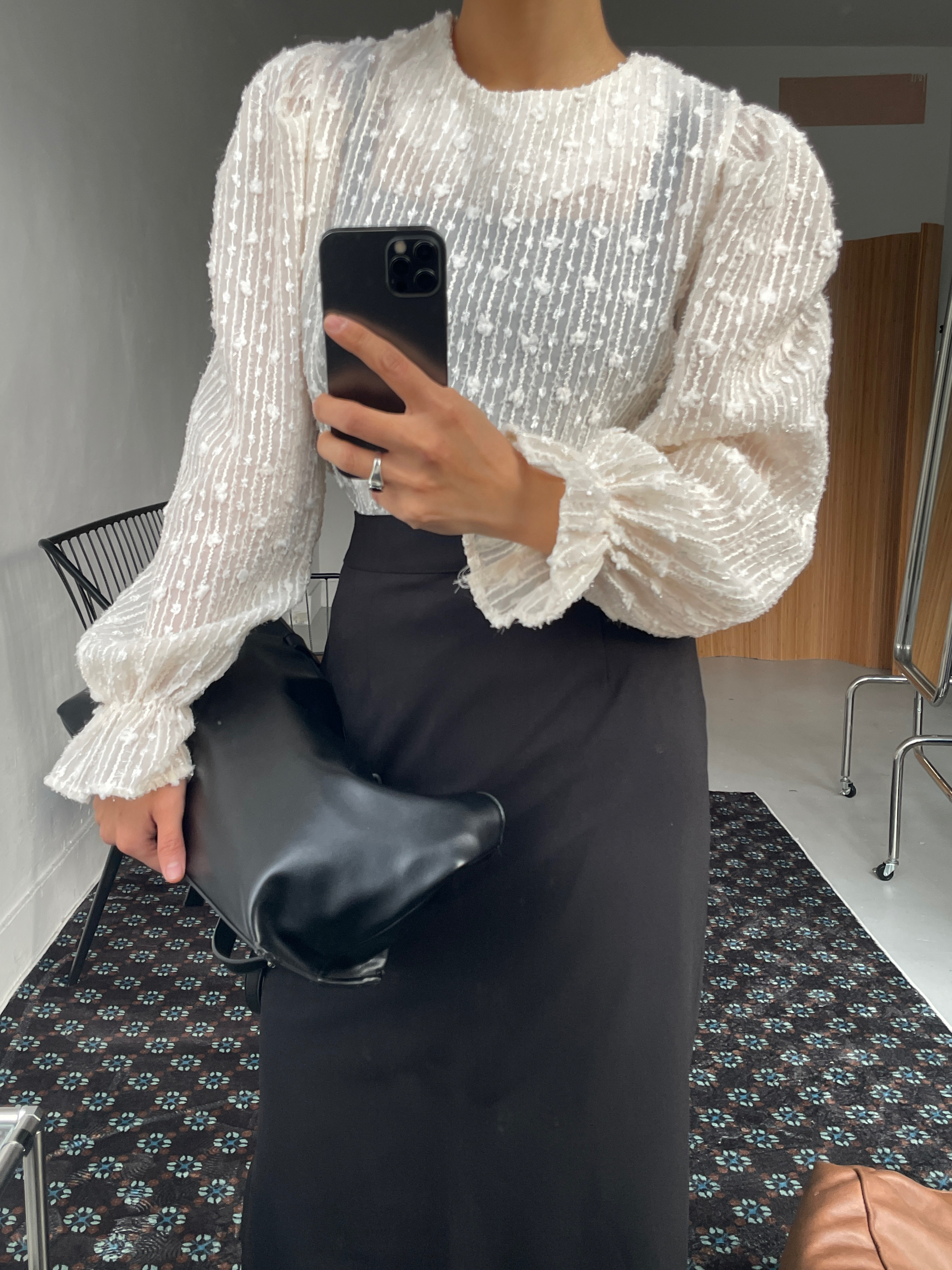 シースルーパフスリーブベルスリーブ長袖ブラウス | 詳細画像14