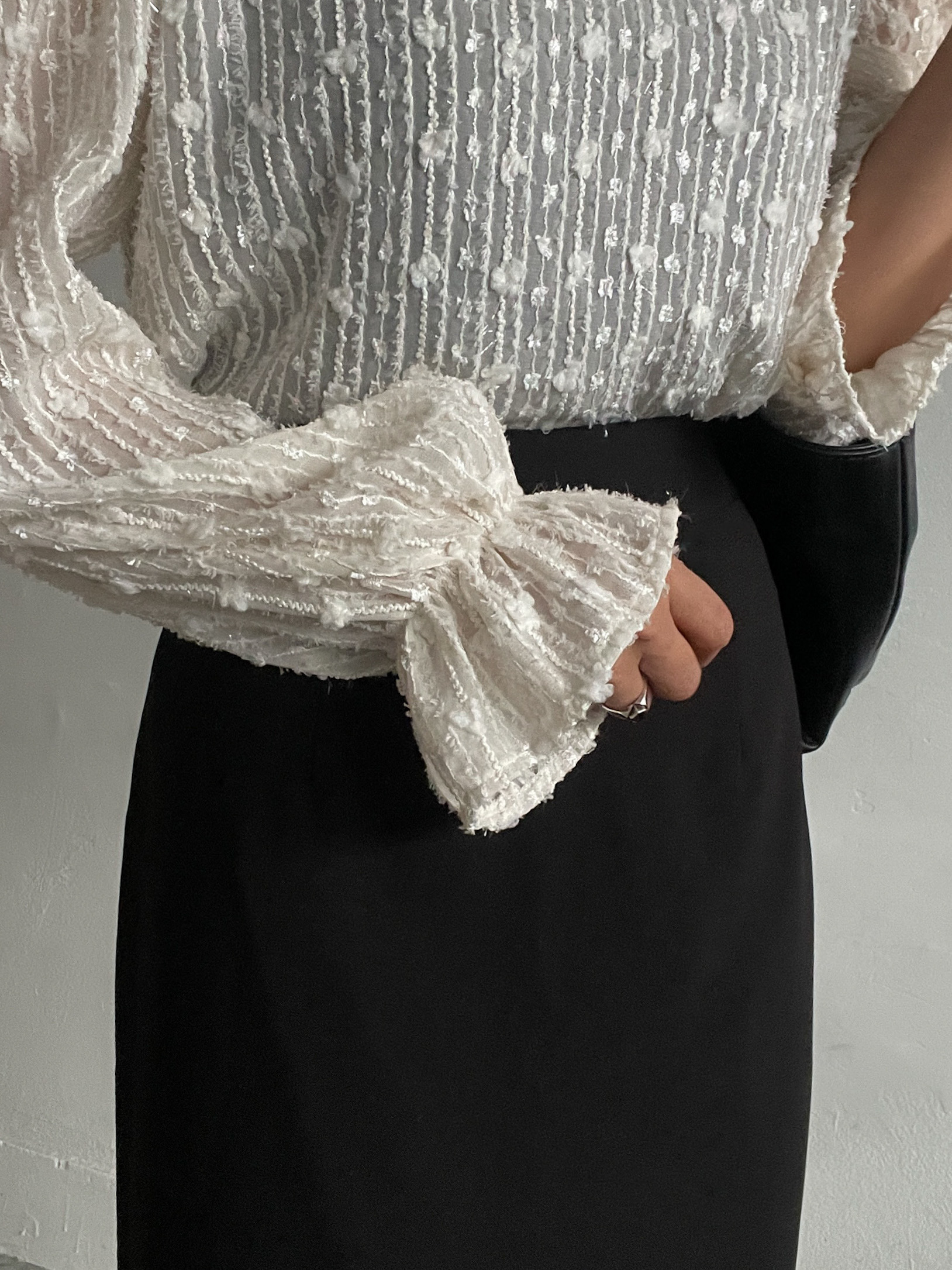 シースルーパフスリーブベルスリーブ長袖ブラウス | 詳細画像18