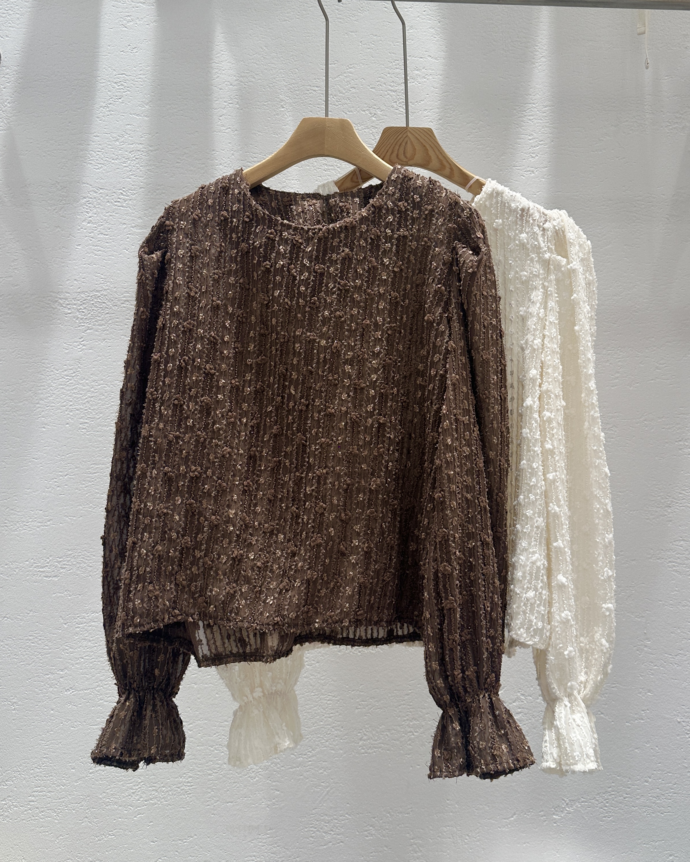 シースルーパフスリーブベルスリーブ長袖ブラウス | 詳細画像19