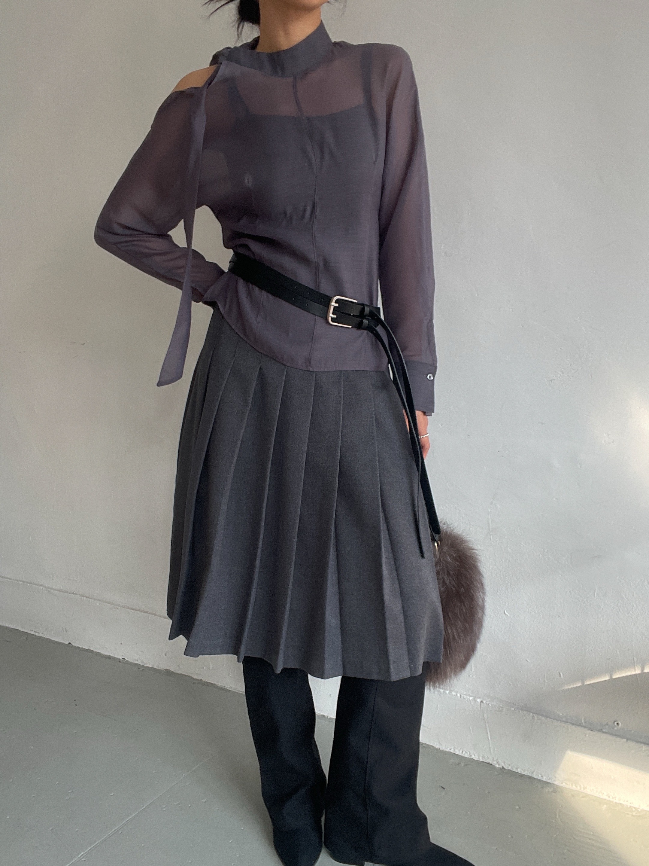 シースルーボウタイ長袖ブラウス | 詳細画像7