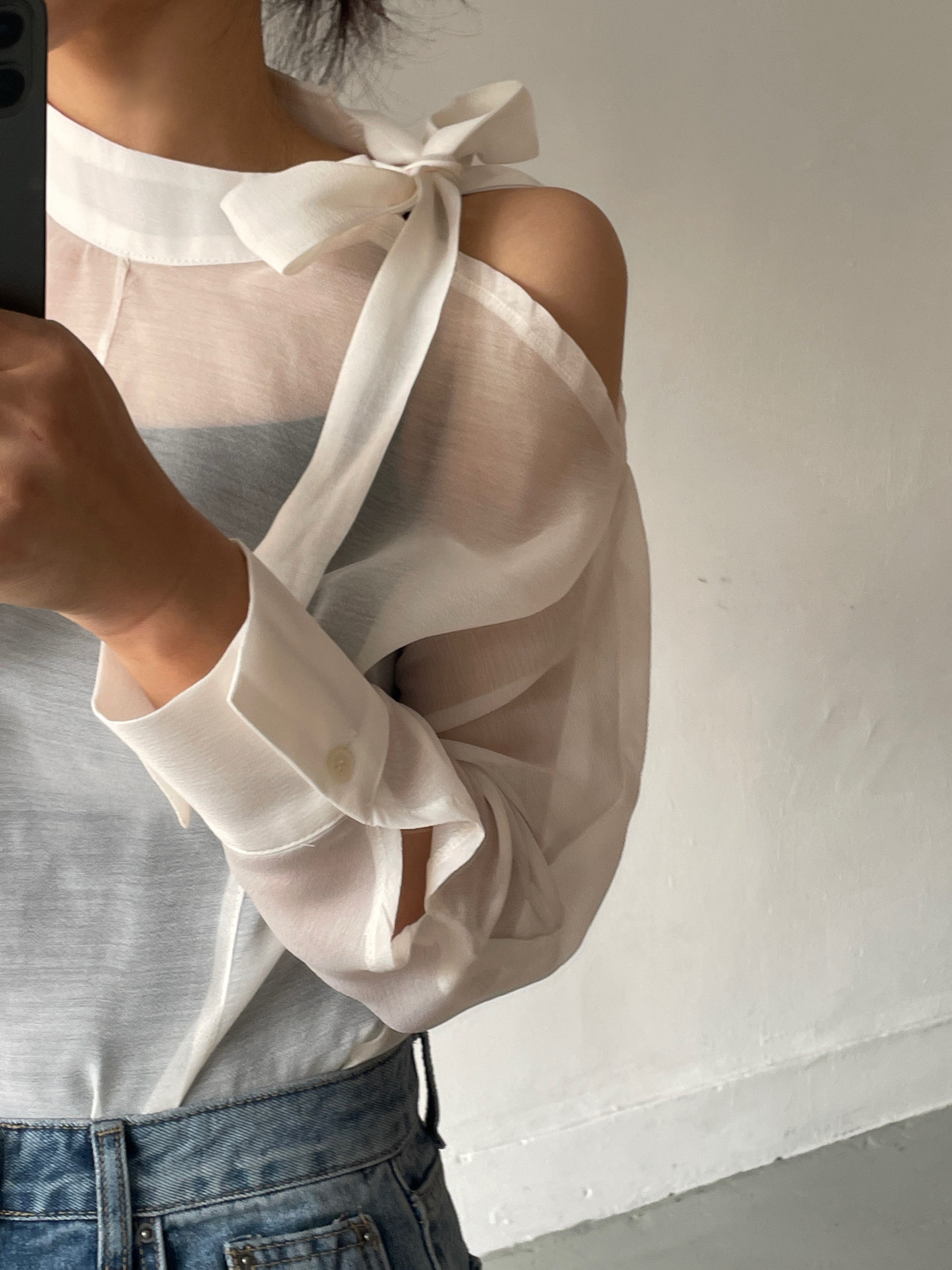 シースルーボウタイ長袖ブラウス | 詳細画像16