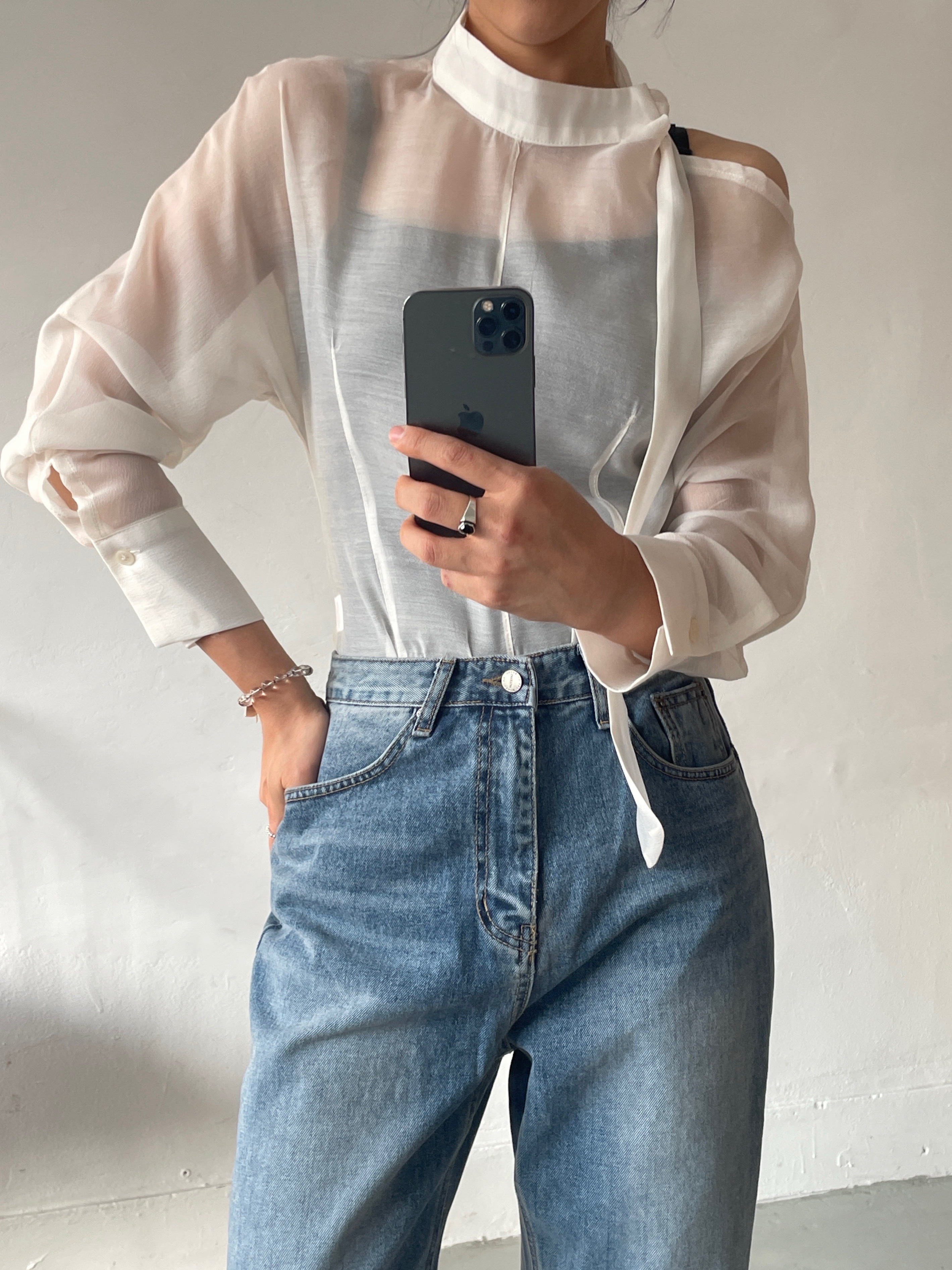 シースルーボウタイ長袖ブラウス | 詳細画像19