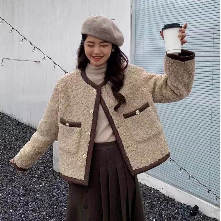 ボアツイード配色ボタンラウンドネック長袖カーディガン | 詳細画像5