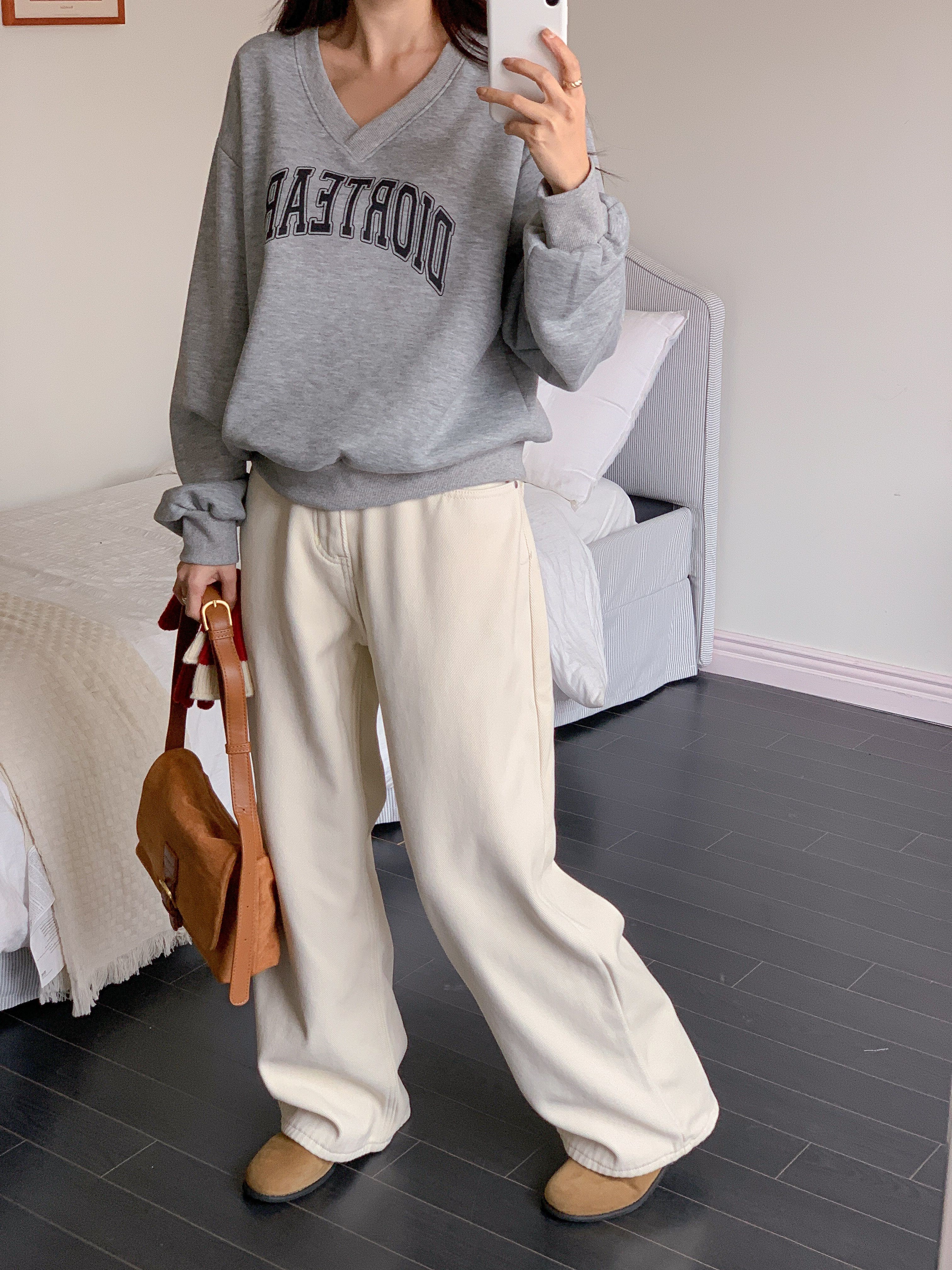 裏起毛Vネックルーズ長袖ロゴスウェット | 詳細画像8