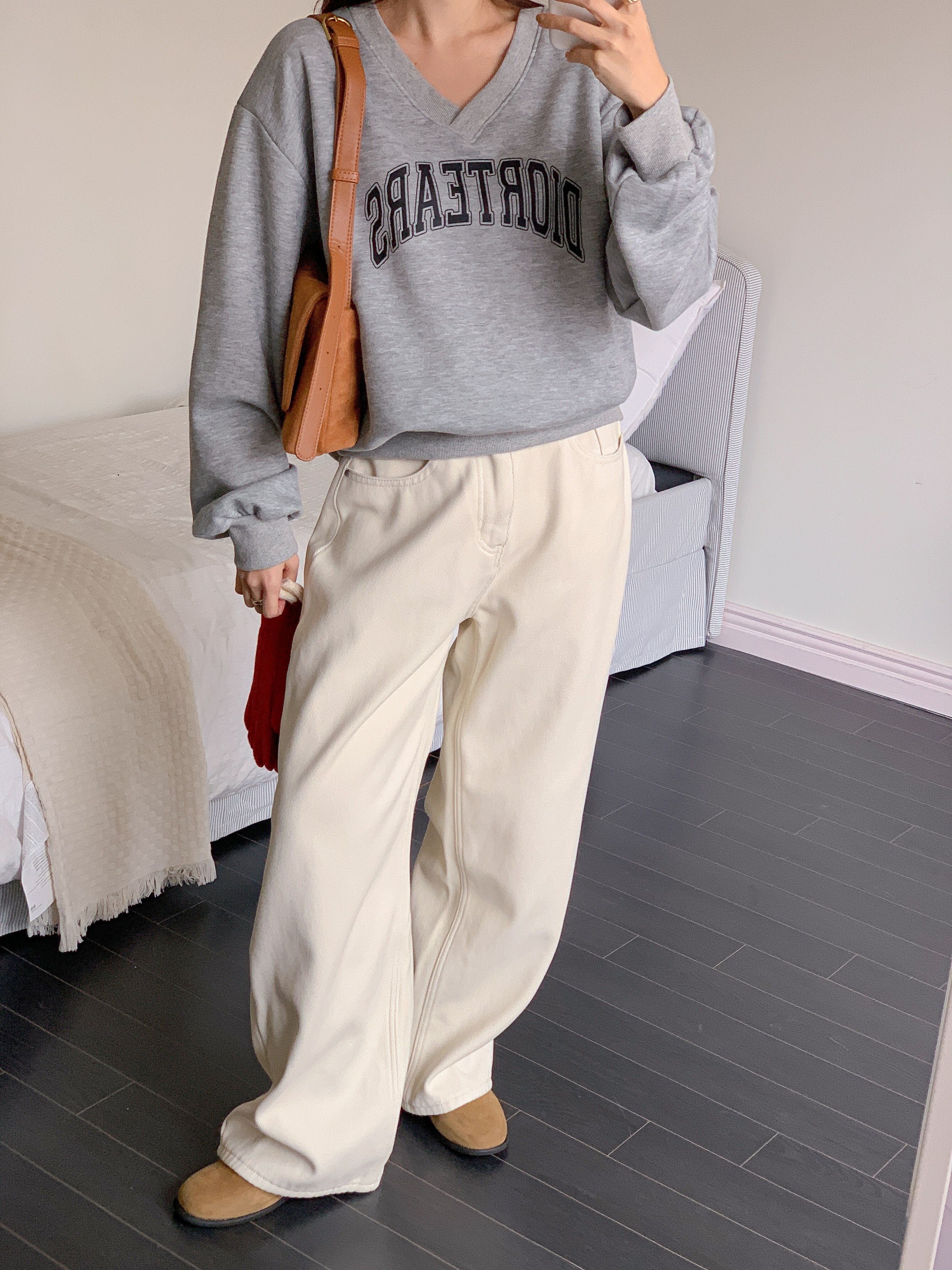 裏起毛Vネックルーズ長袖ロゴスウェット | 詳細画像10