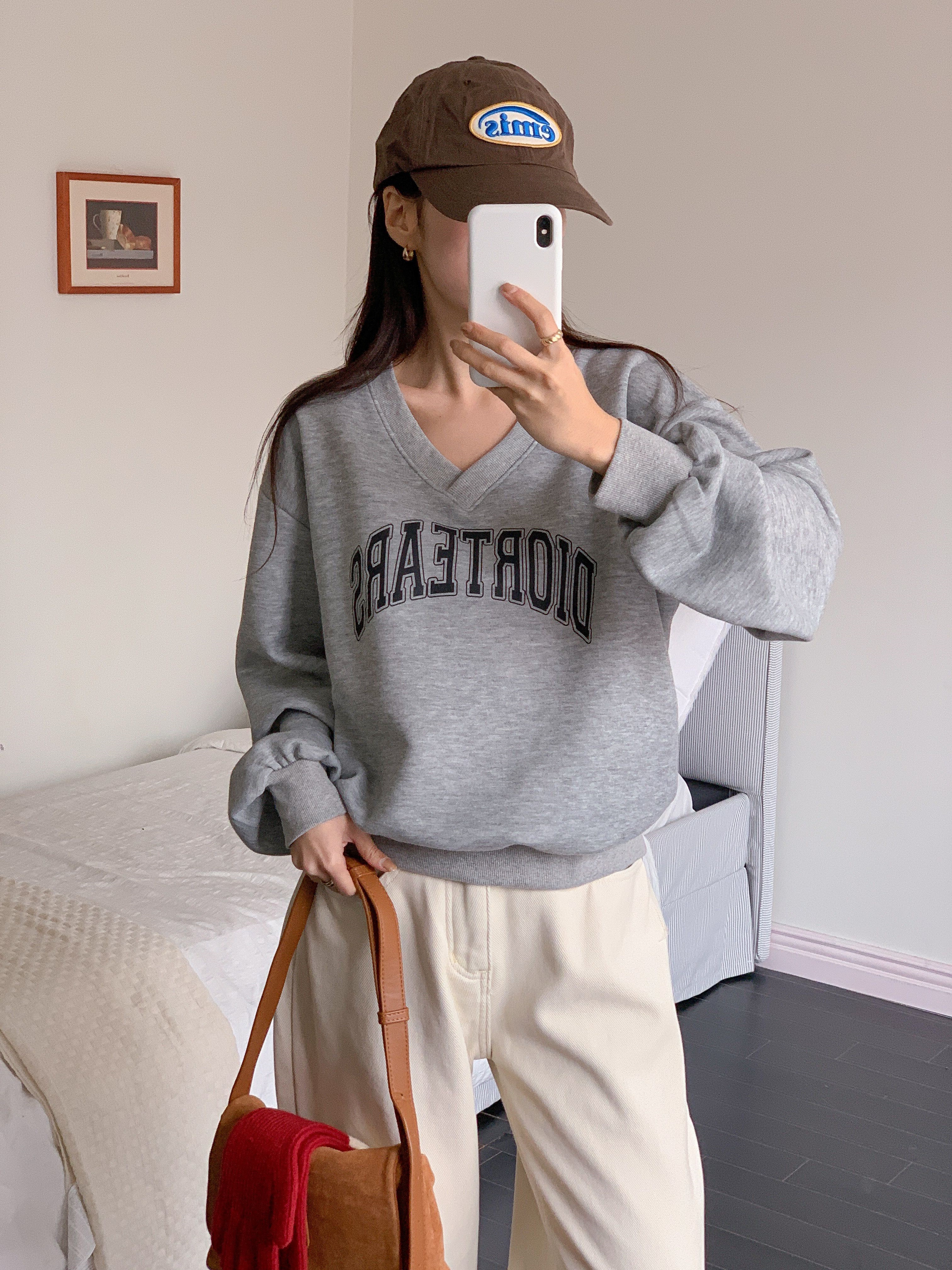 裏起毛Vネックルーズ長袖ロゴスウェット | 詳細画像12