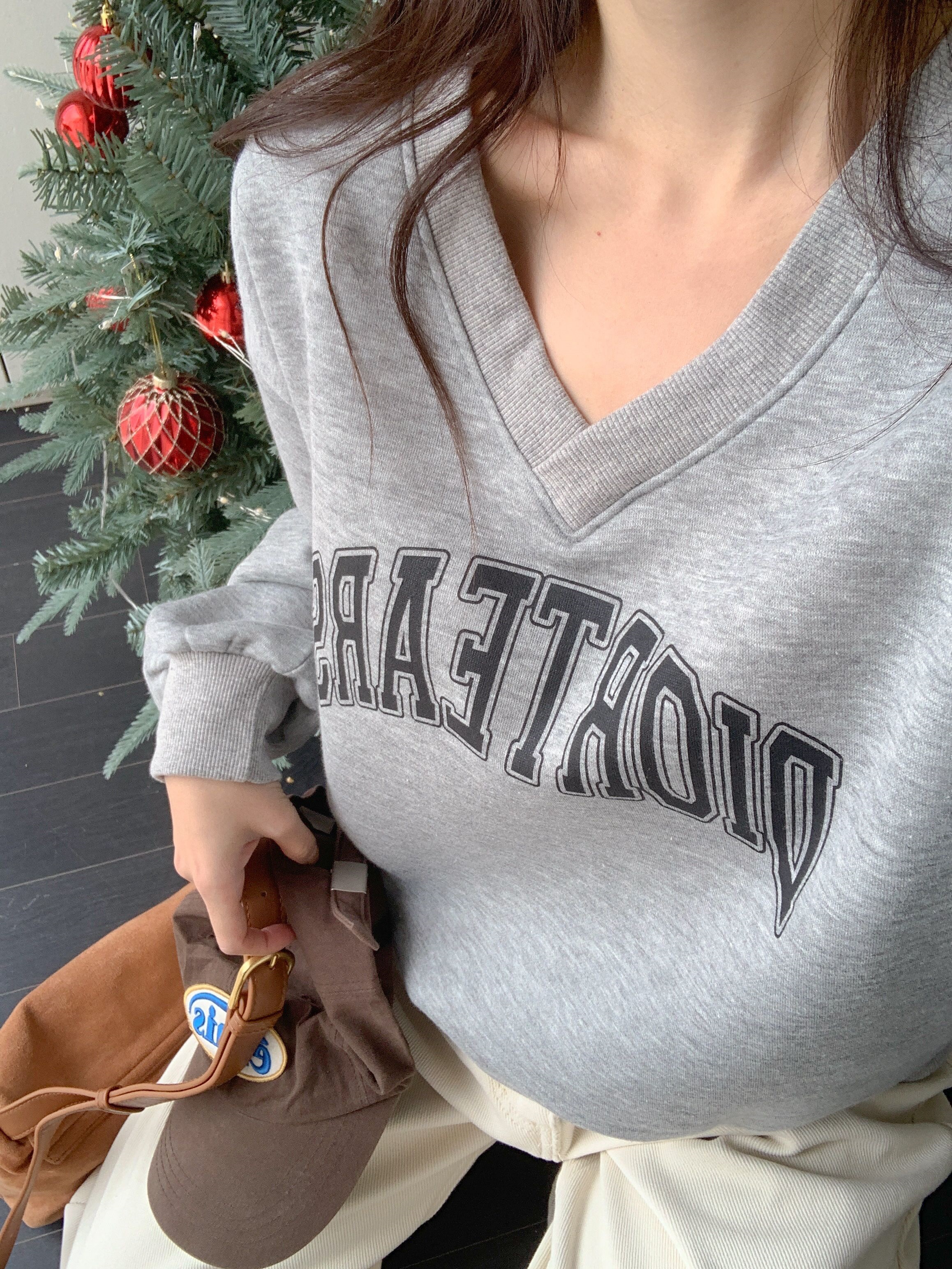 裏起毛Vネックルーズ長袖ロゴスウェット | 詳細画像19