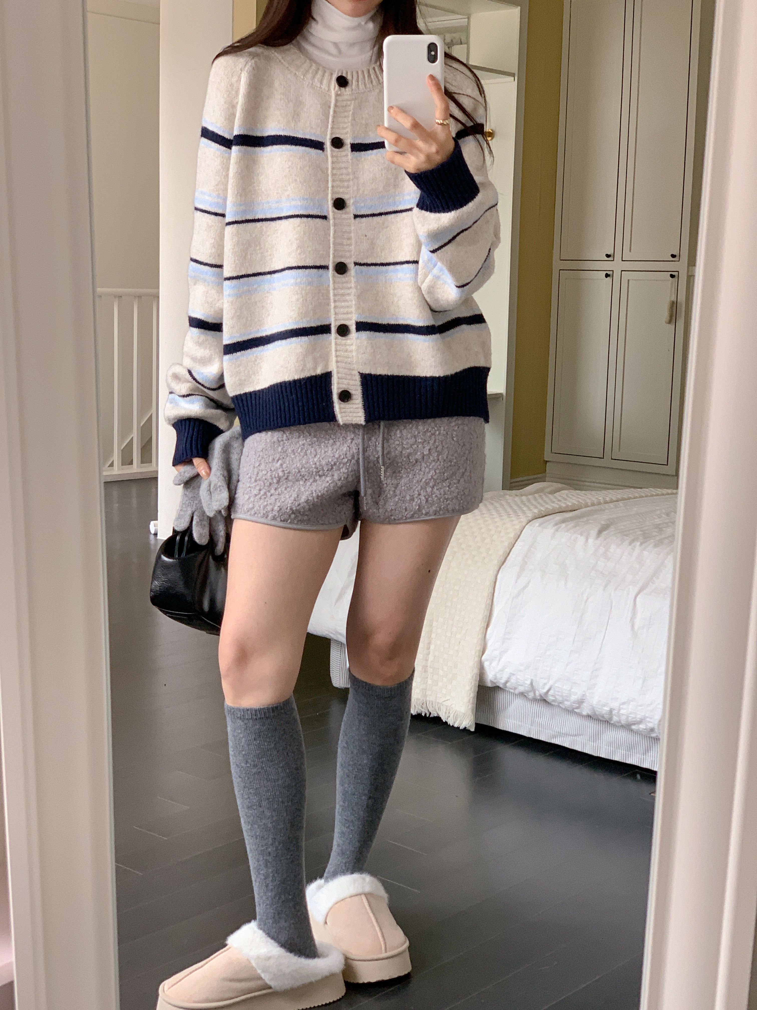 ボタンラウンドネック長袖ボーダーカーディガン | 詳細画像17