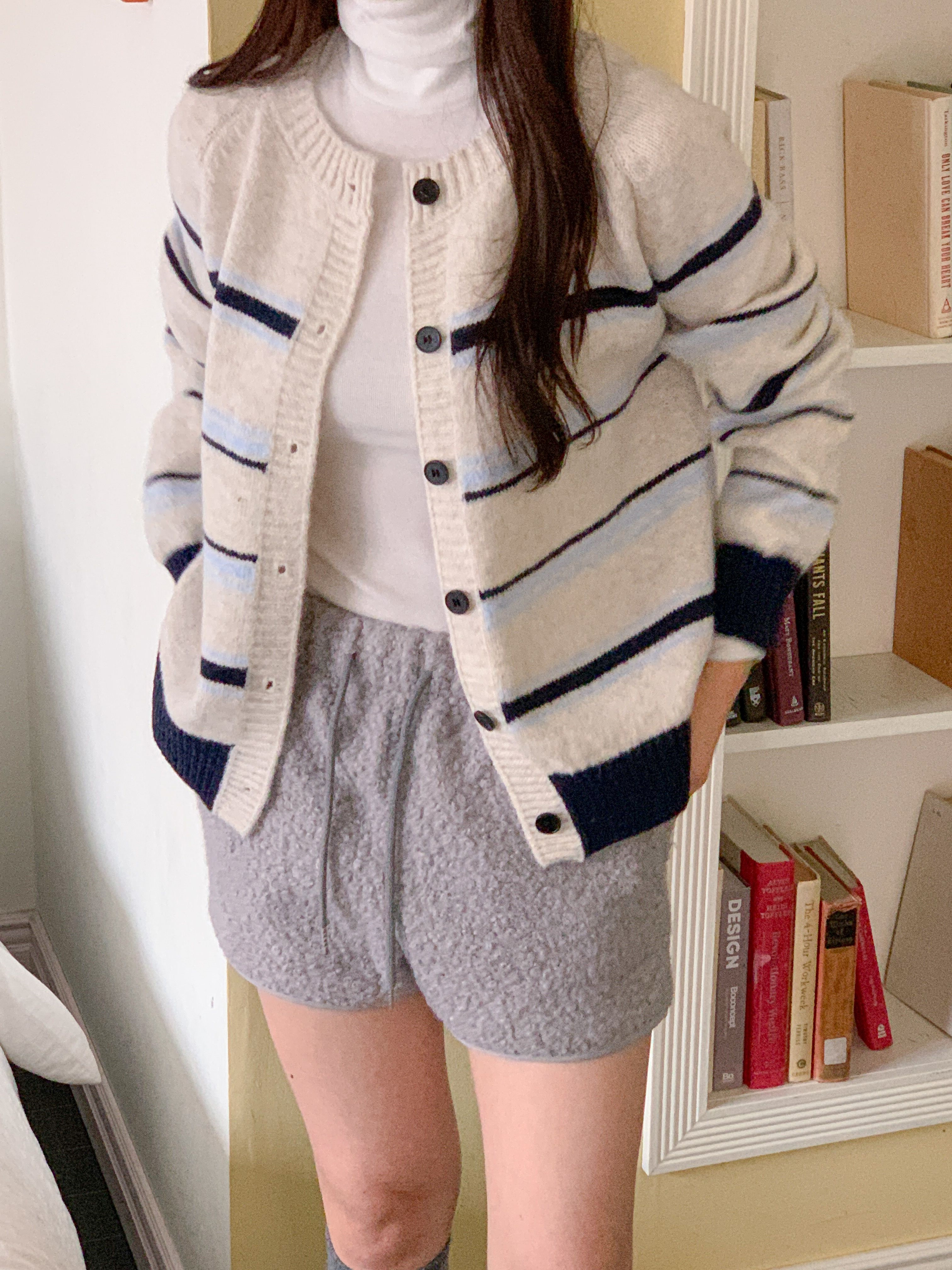 ボタンラウンドネック長袖ボーダーカーディガン | 詳細画像18