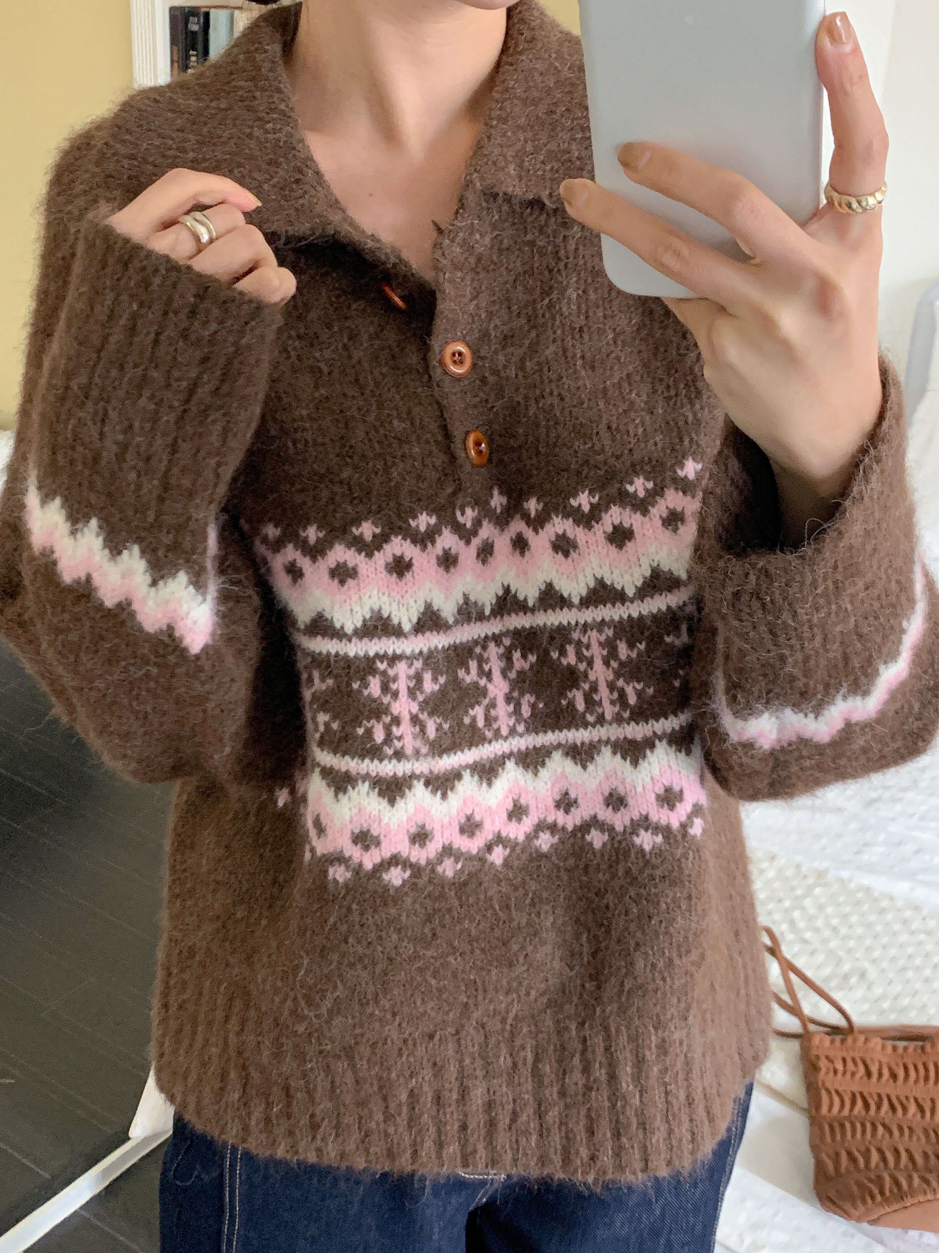 カラー長袖ノルディックニット | 詳細画像4