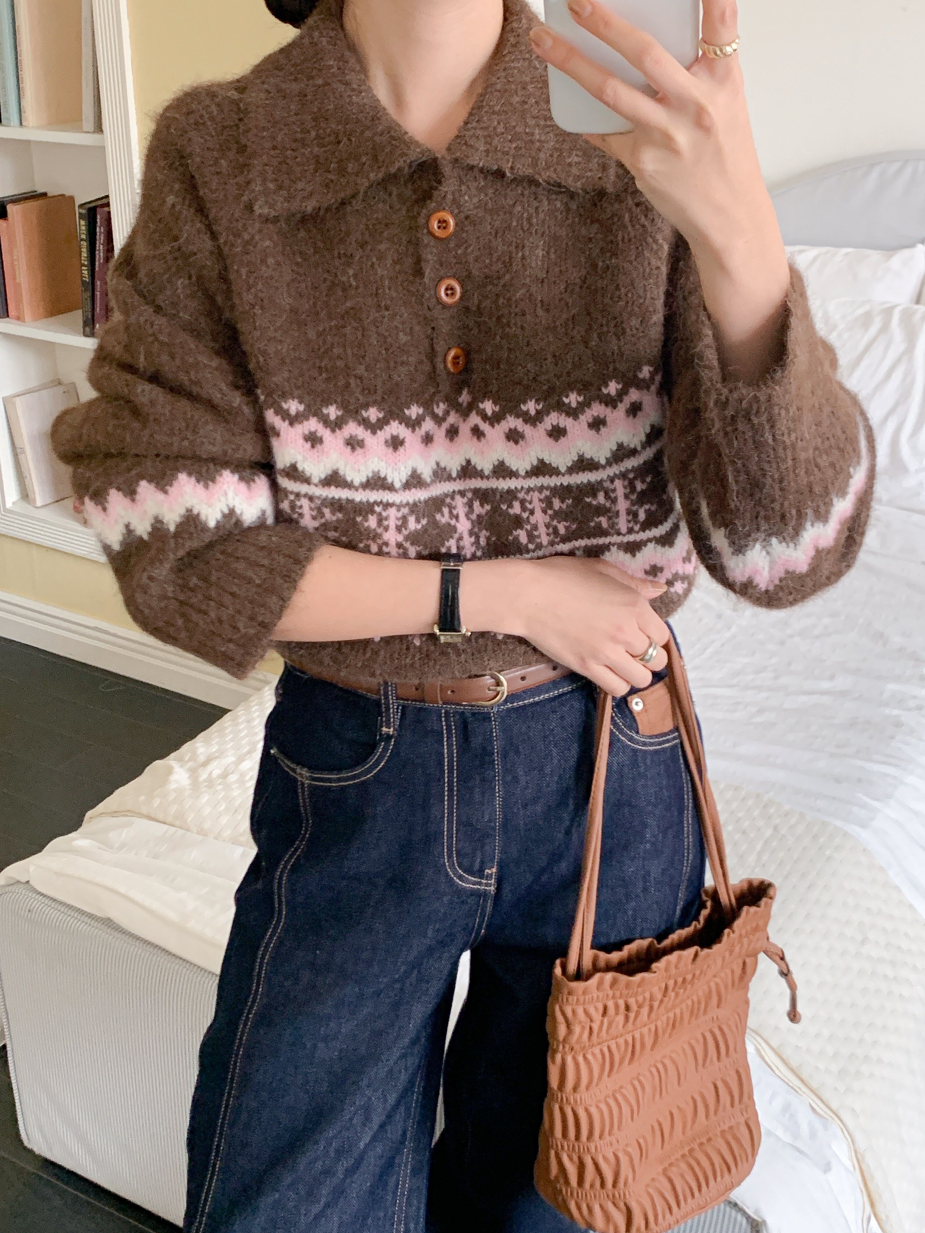 カラー長袖ノルディックニット | 詳細画像6