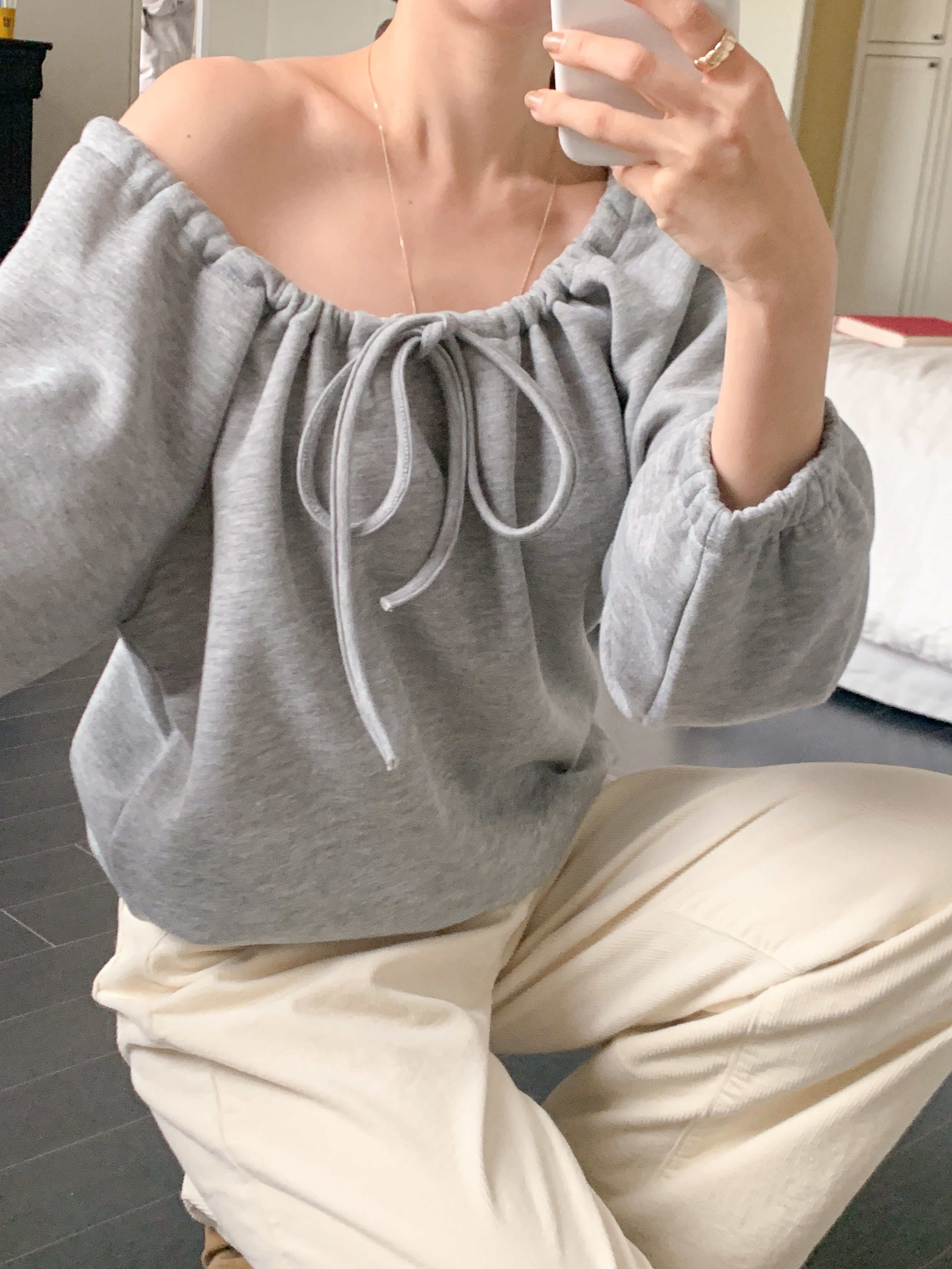 ファー裏地Vネックルーズ長袖レタリングスウェット | 詳細画像20