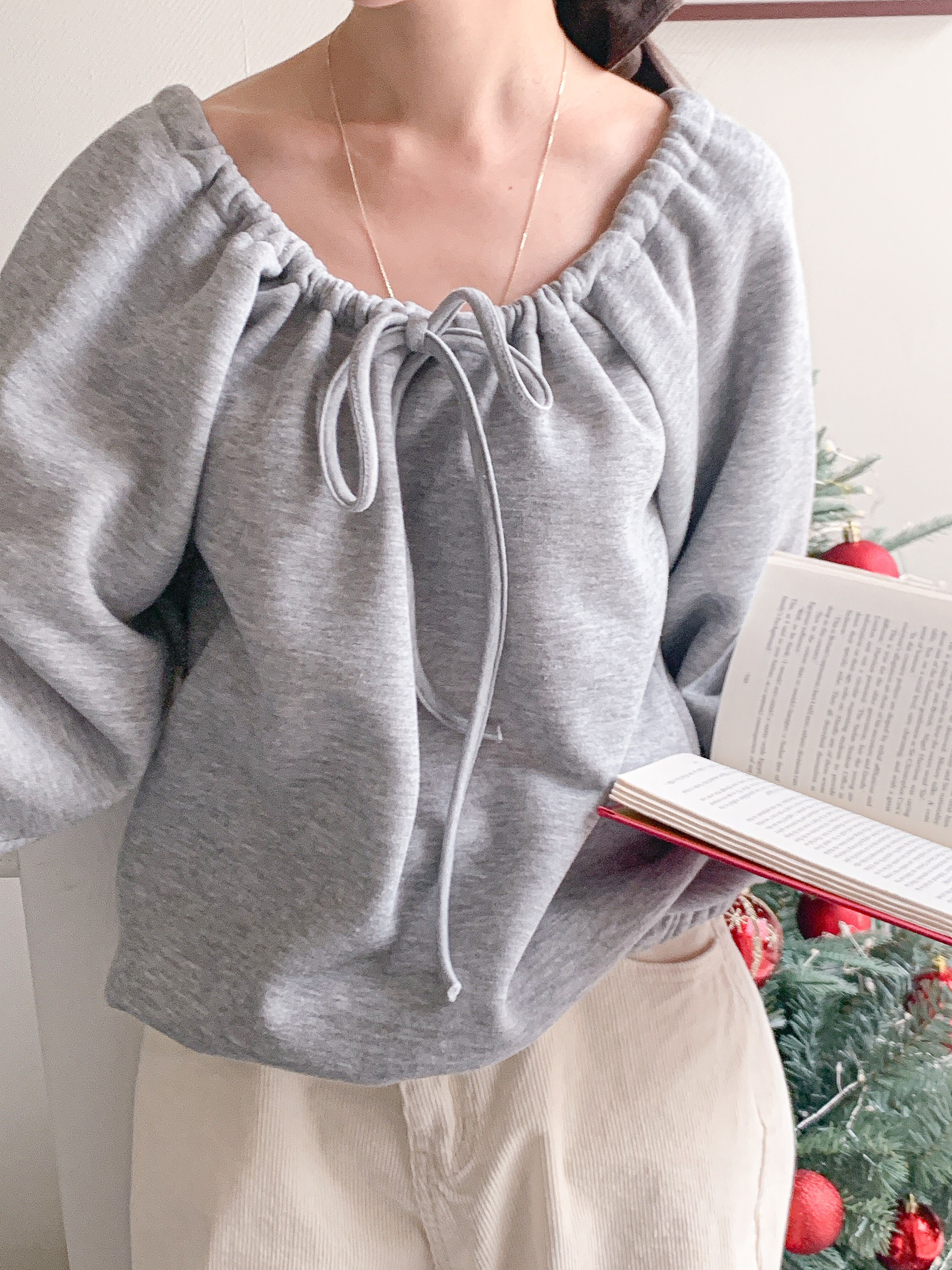 ファー裏地Vネックルーズ長袖レタリングスウェット | 詳細画像21