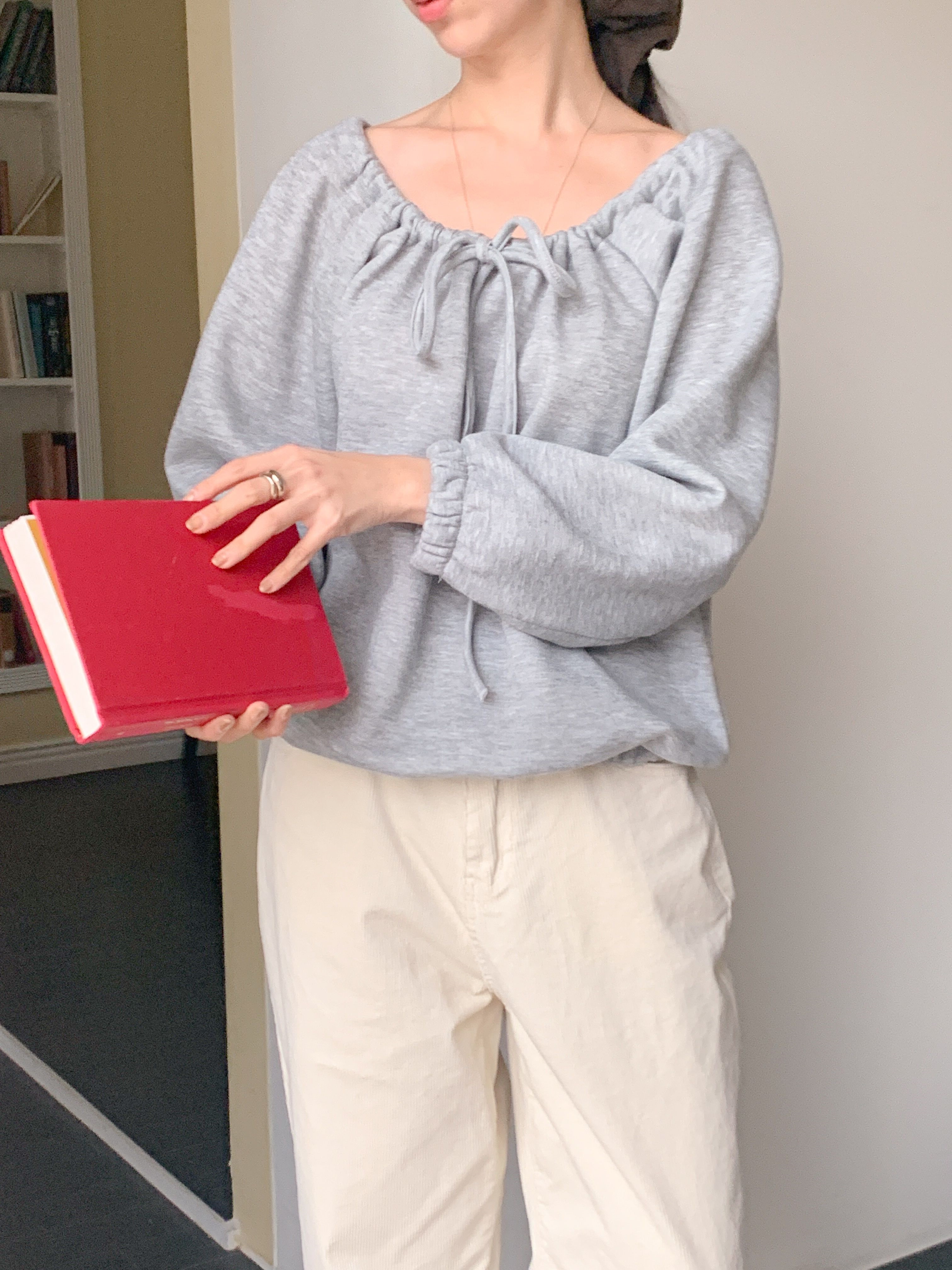 ファー裏地Vネックルーズ長袖レタリングスウェット | 詳細画像19