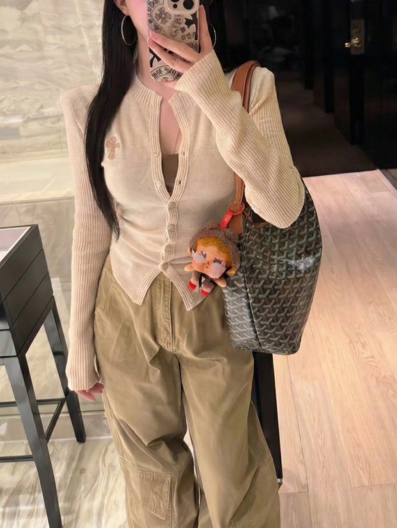 ストレッチクロップドスリムレイヤード風長袖ニット | 詳細画像6