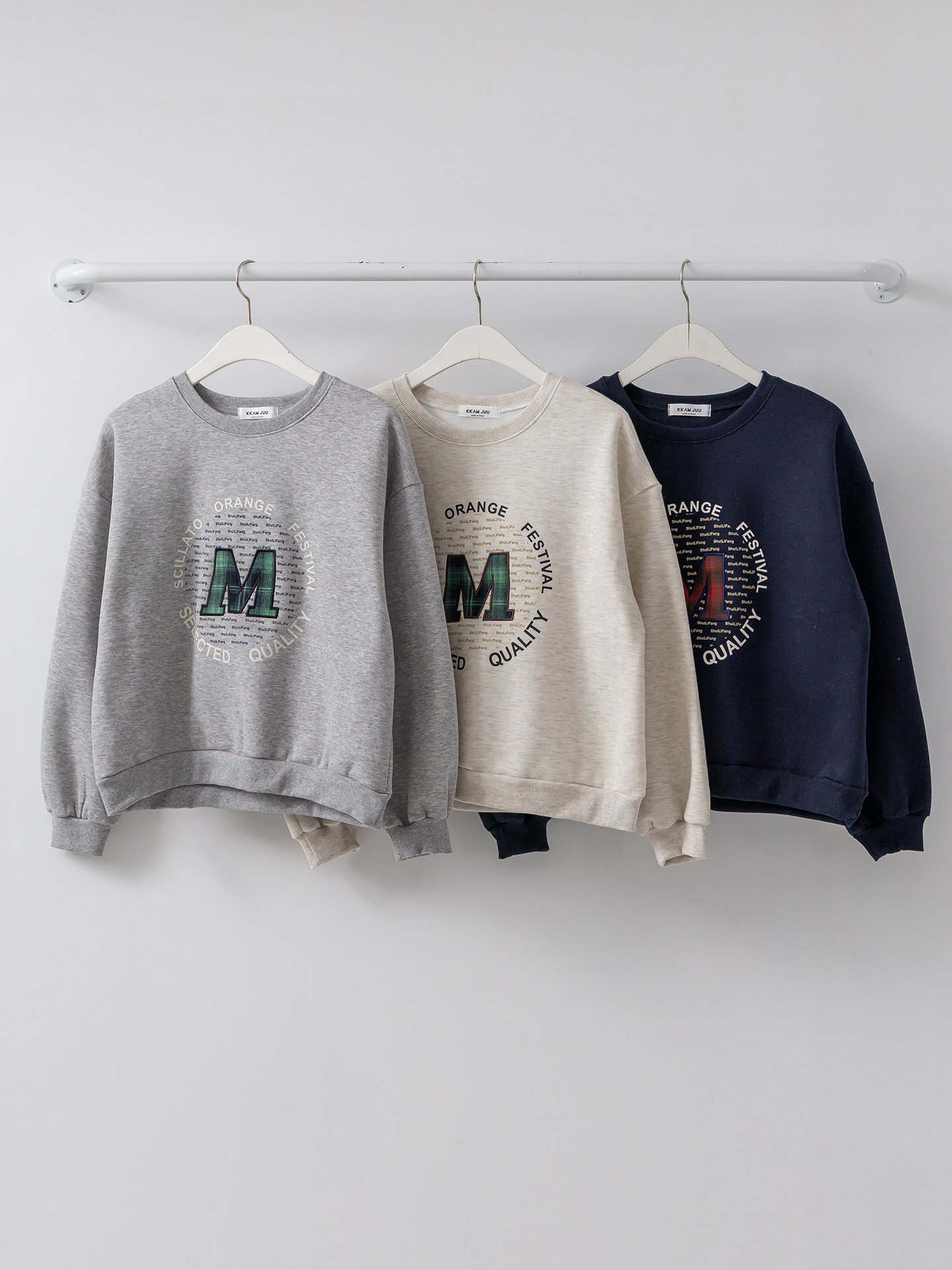 裏起毛ラウンドネックパッチ長袖チェックスウェット | 詳細画像33