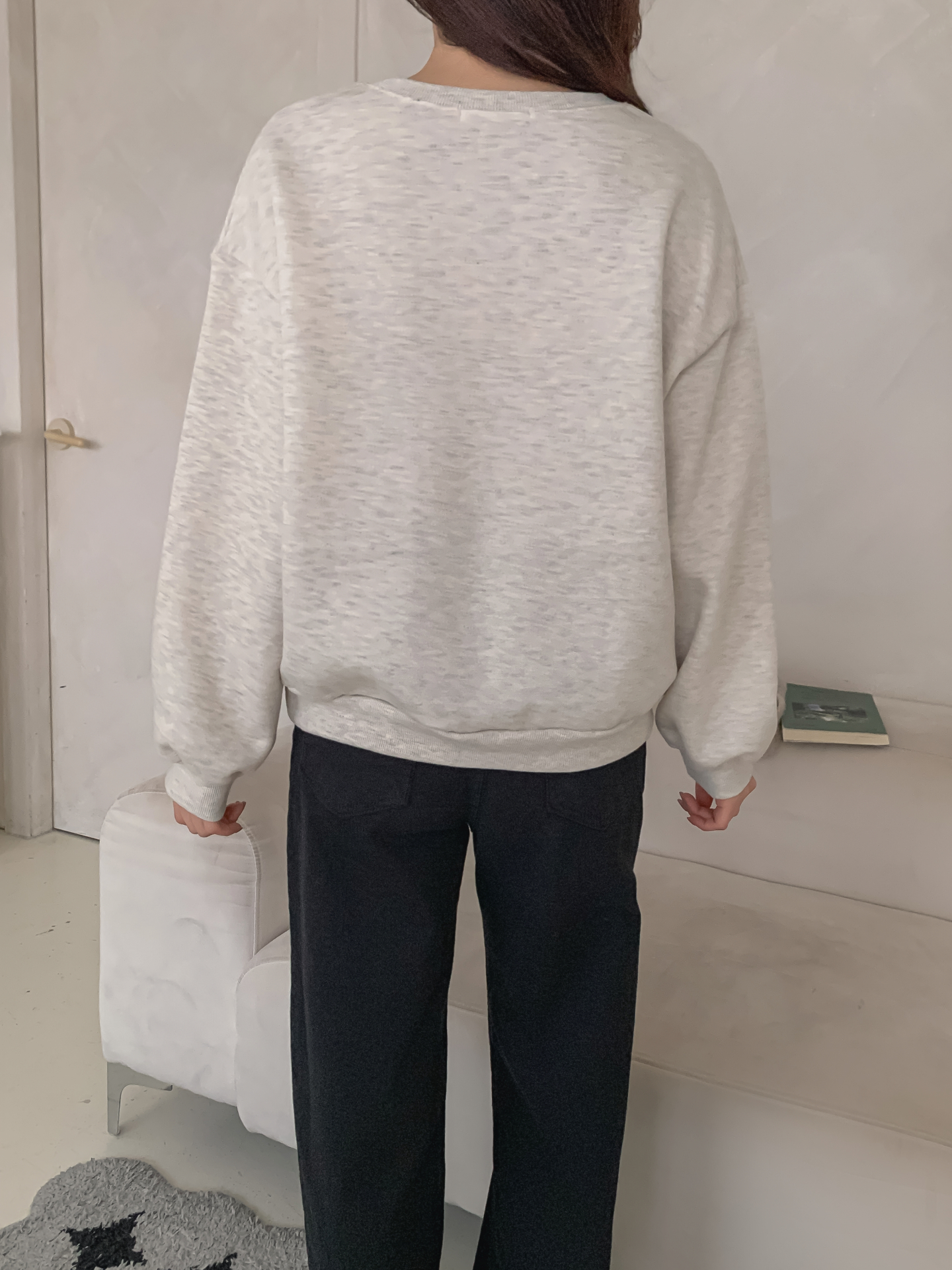 裏起毛ラウンドネックパッチ長袖チェックスウェット | 詳細画像6