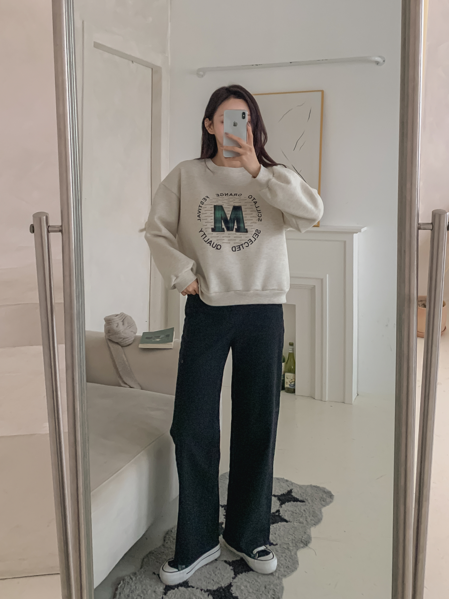 裏起毛ラウンドネックパッチ長袖チェックスウェット | 詳細画像16