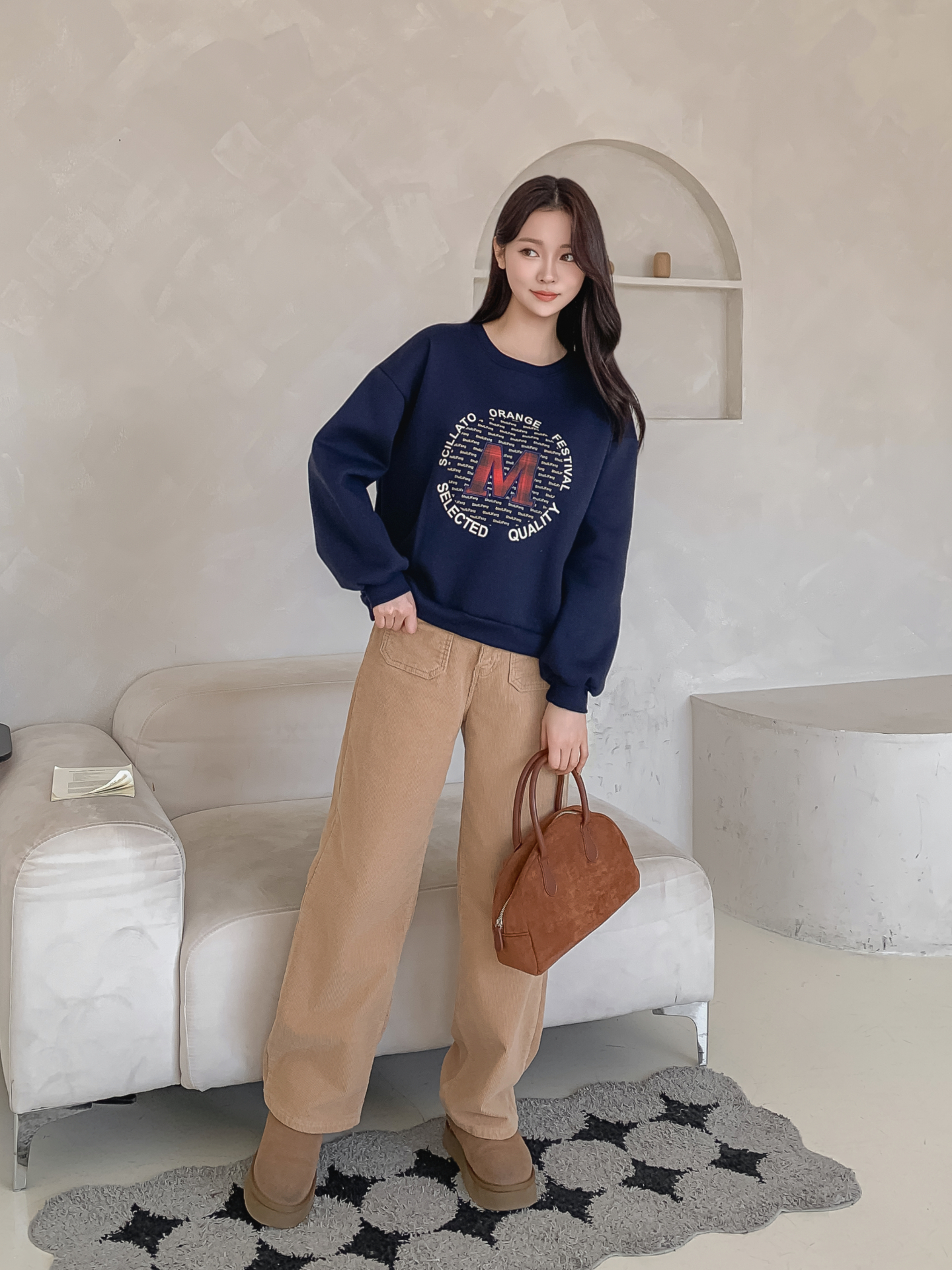 裏起毛ラウンドネックパッチ長袖チェックスウェット | 詳細画像21