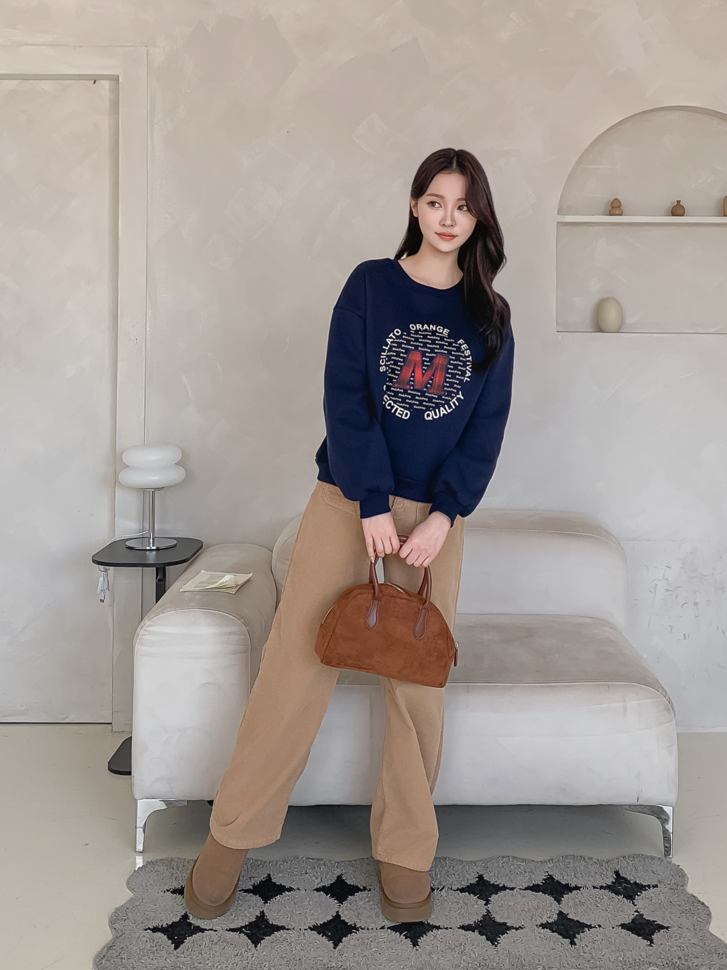 裏起毛ラウンドネックパッチ長袖チェックスウェット | 詳細画像23