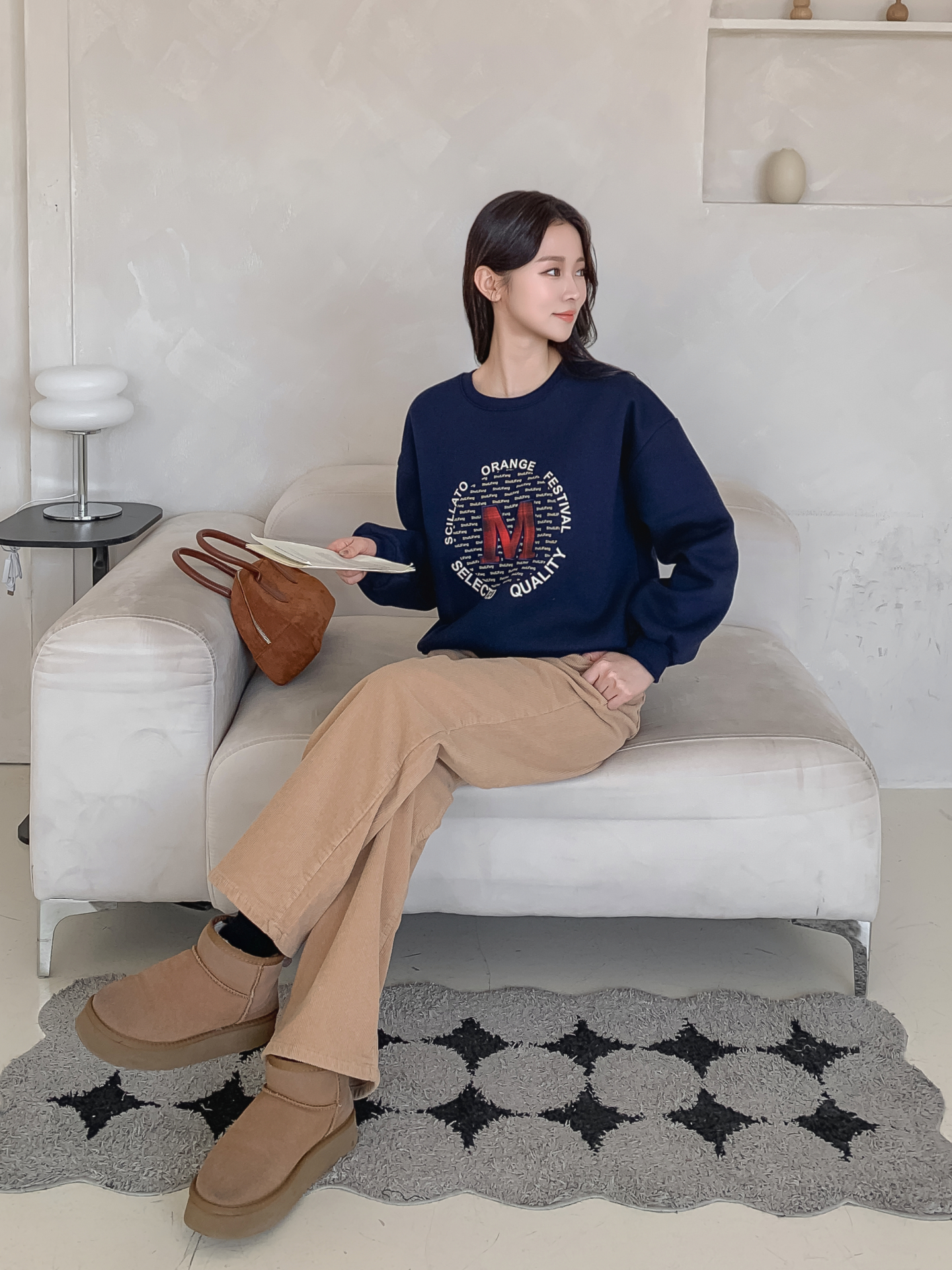 裏起毛ラウンドネックパッチ長袖チェックスウェット | 詳細画像25