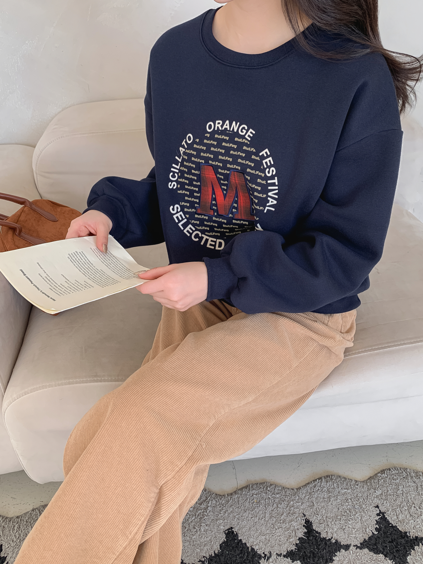 裏起毛ラウンドネックパッチ長袖チェックスウェット | 詳細画像26