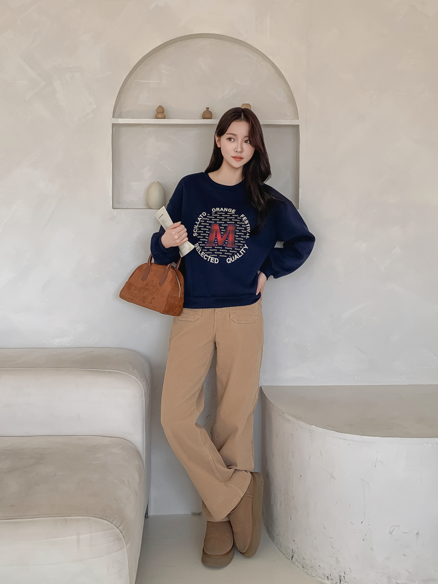 裏起毛ラウンドネックパッチ長袖チェックスウェット | 詳細画像27