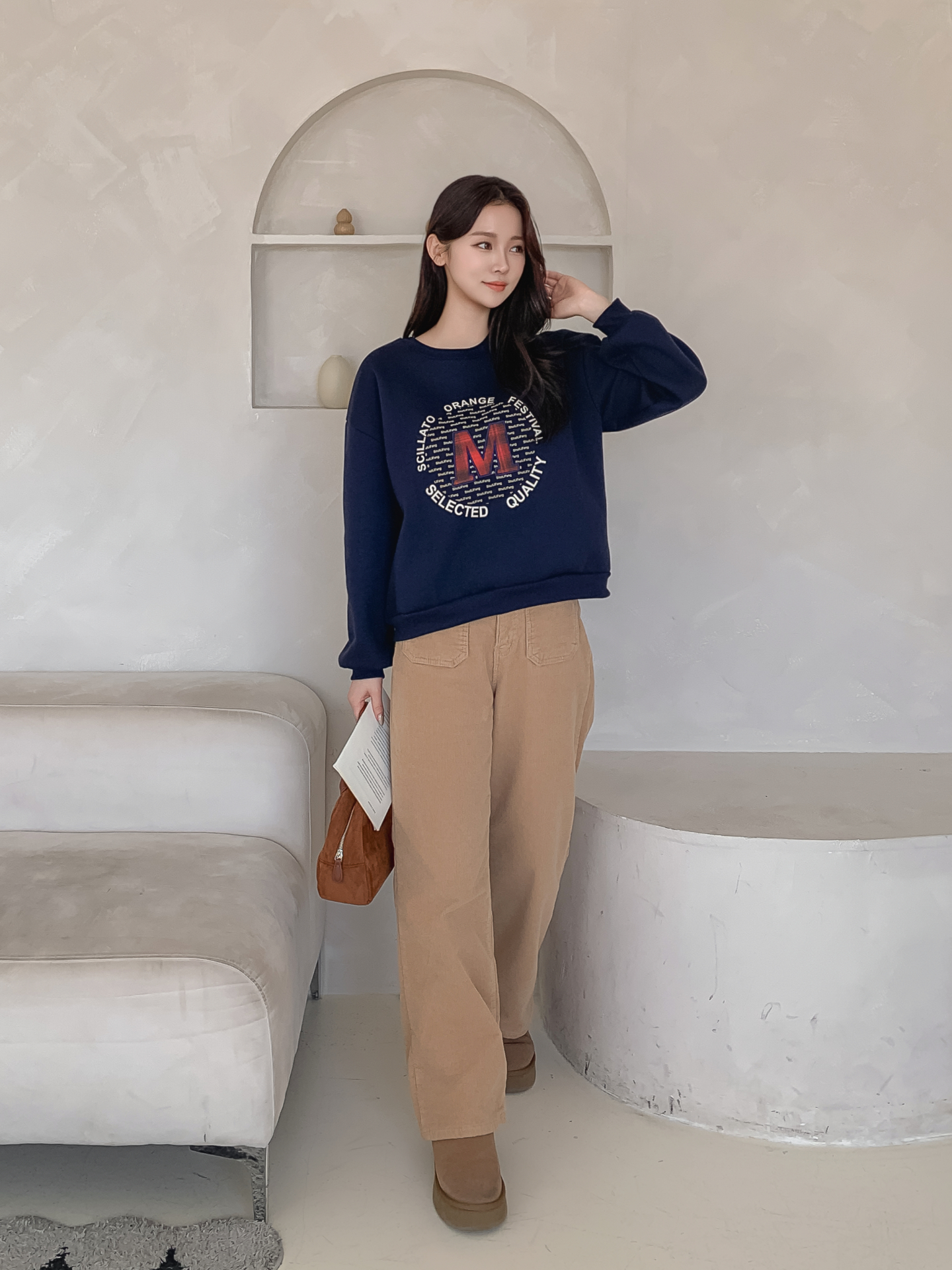 裏起毛ラウンドネックパッチ長袖チェックスウェット | 詳細画像29